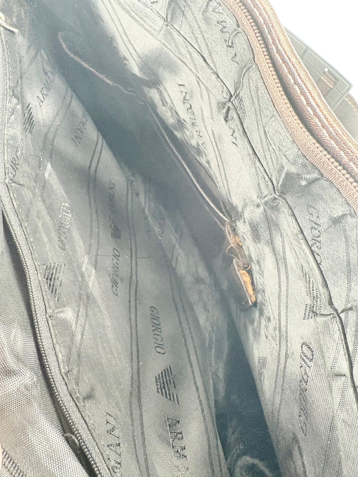 Giorgio Armani Vintage Chocolate Brown Leather Messenger Bag