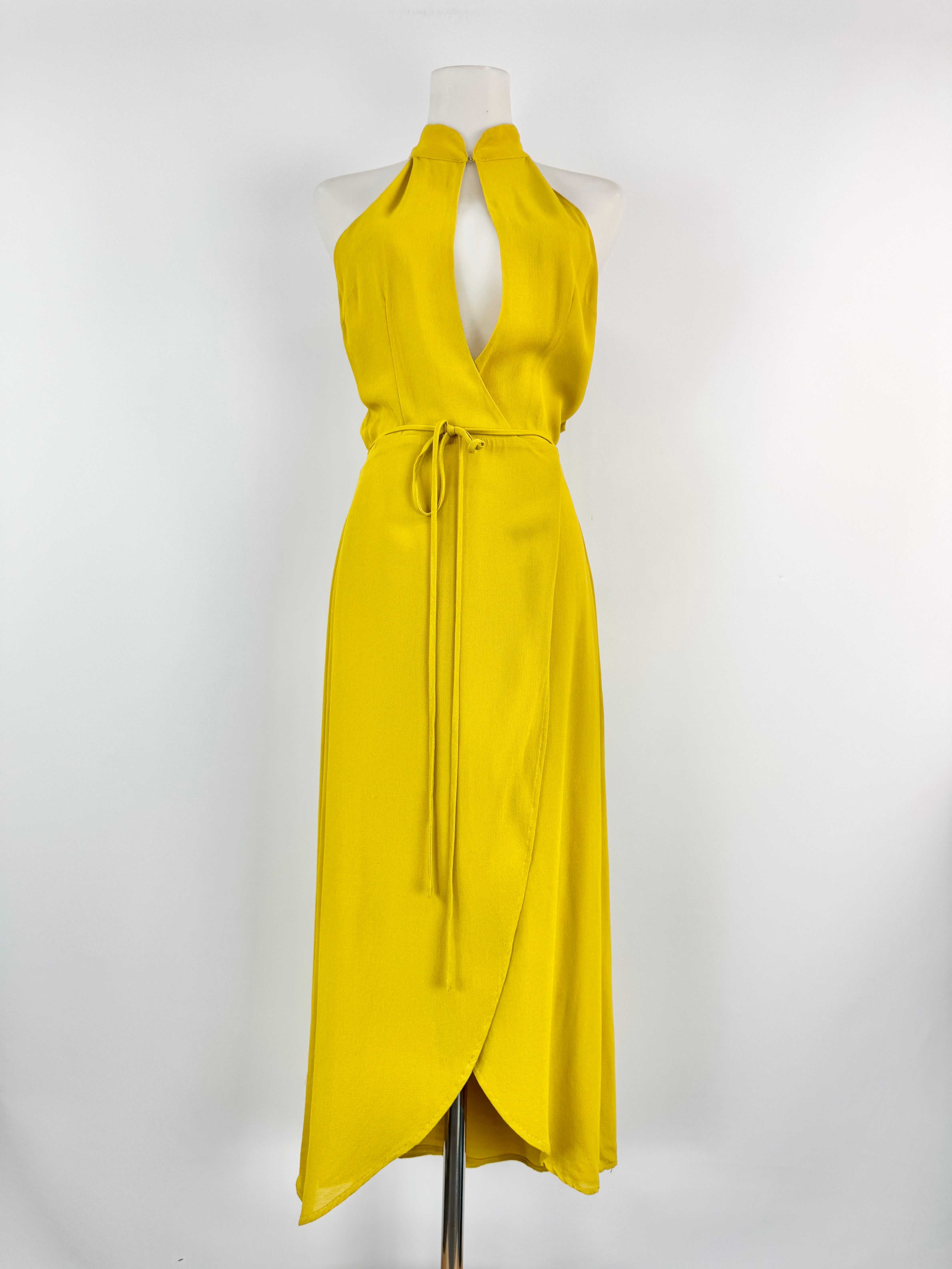 Reformation Ochre Yellow Cut Out Wrap Dress - AU10