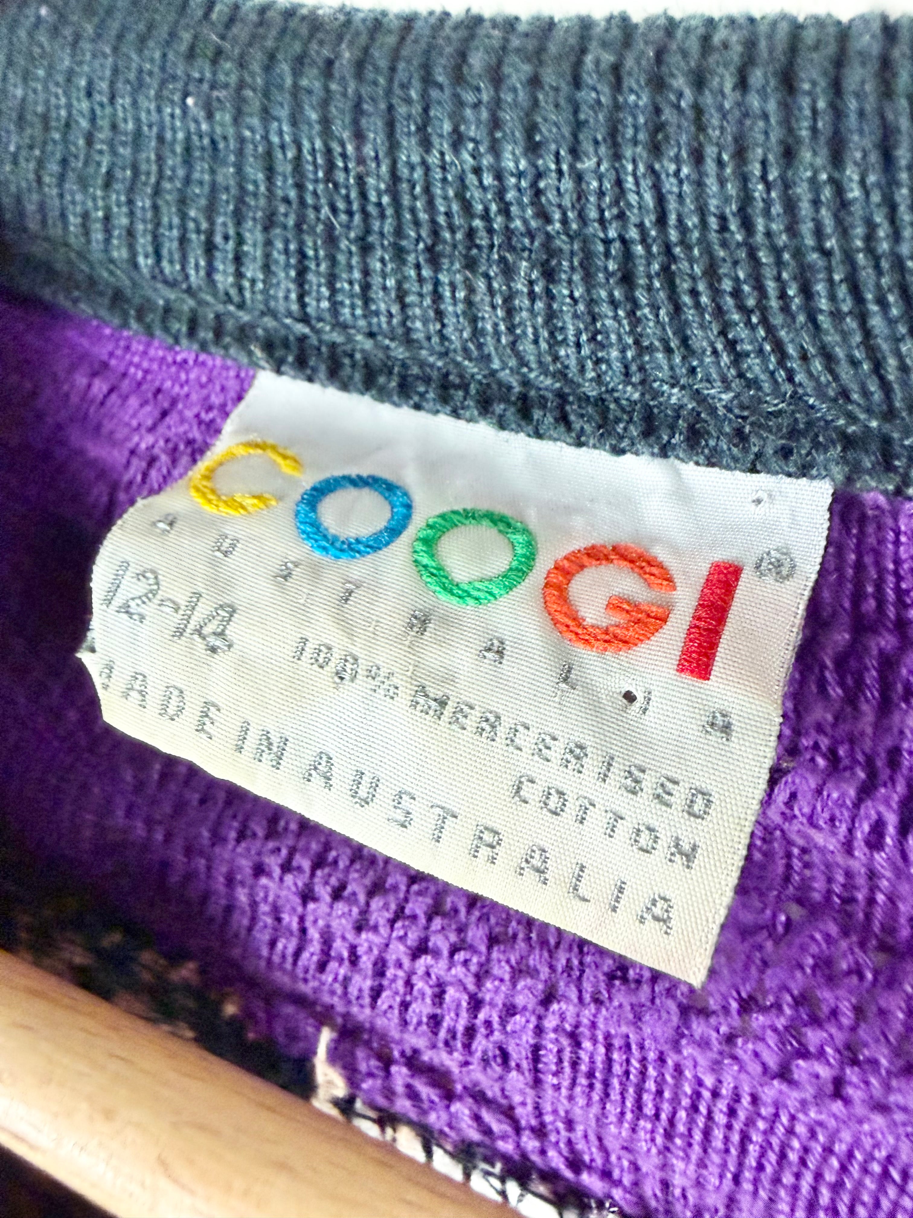 Vintage Coogi Taupe, Purple Cream & Black 3D Poncho - AU12/14