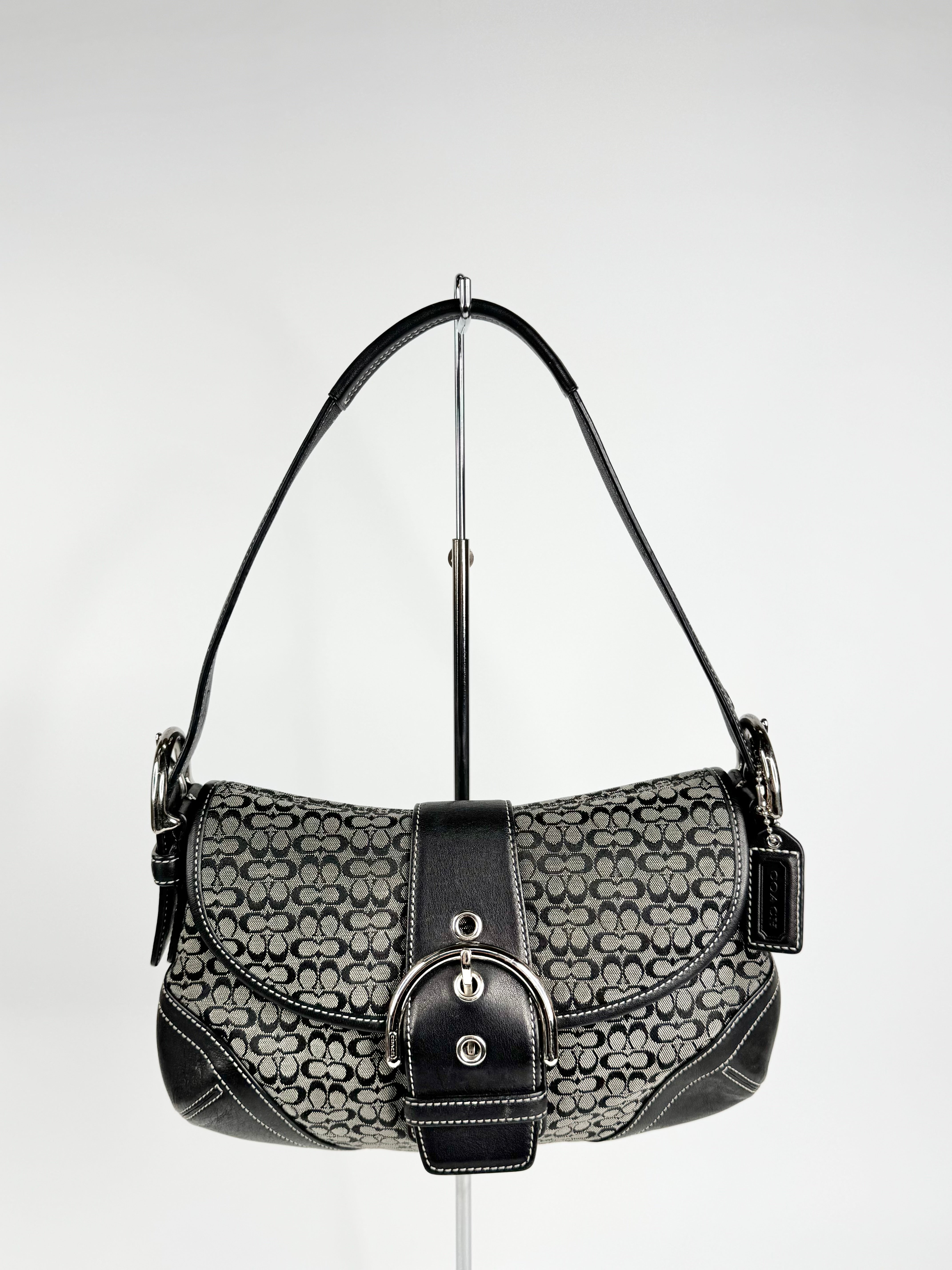 Coach Black & Grey Monogram Mini Bag