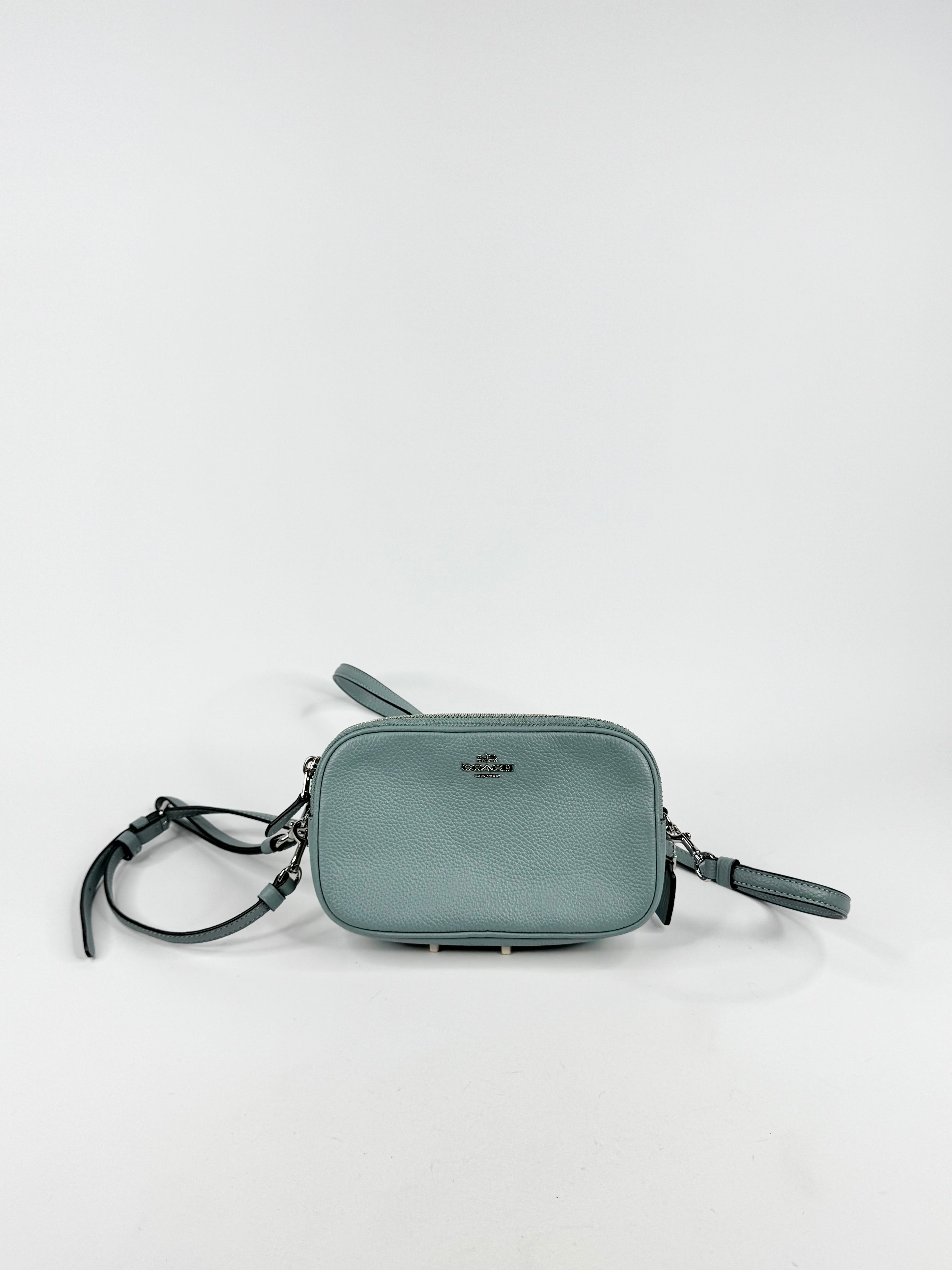 Coach 'Sadie' Blue Pebbled Leather Crossbody Clutch