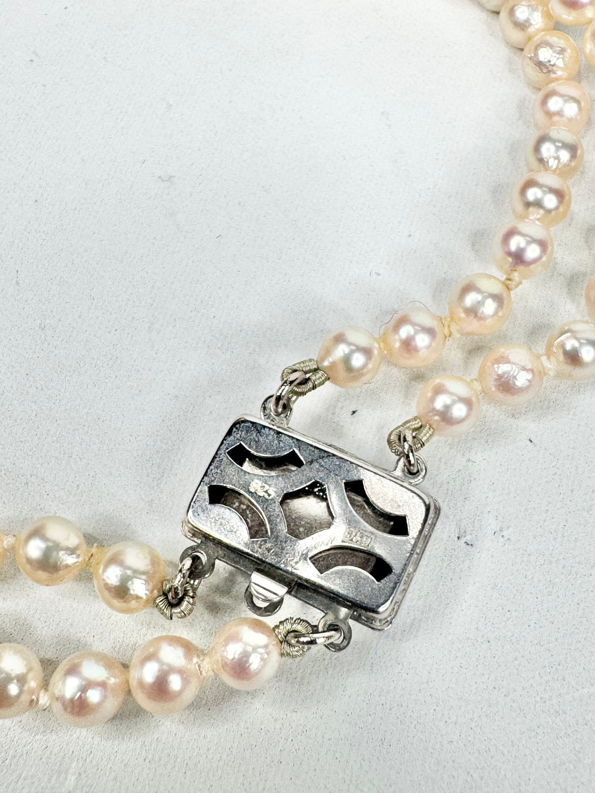 Double Layer Pearl & Silver Choker