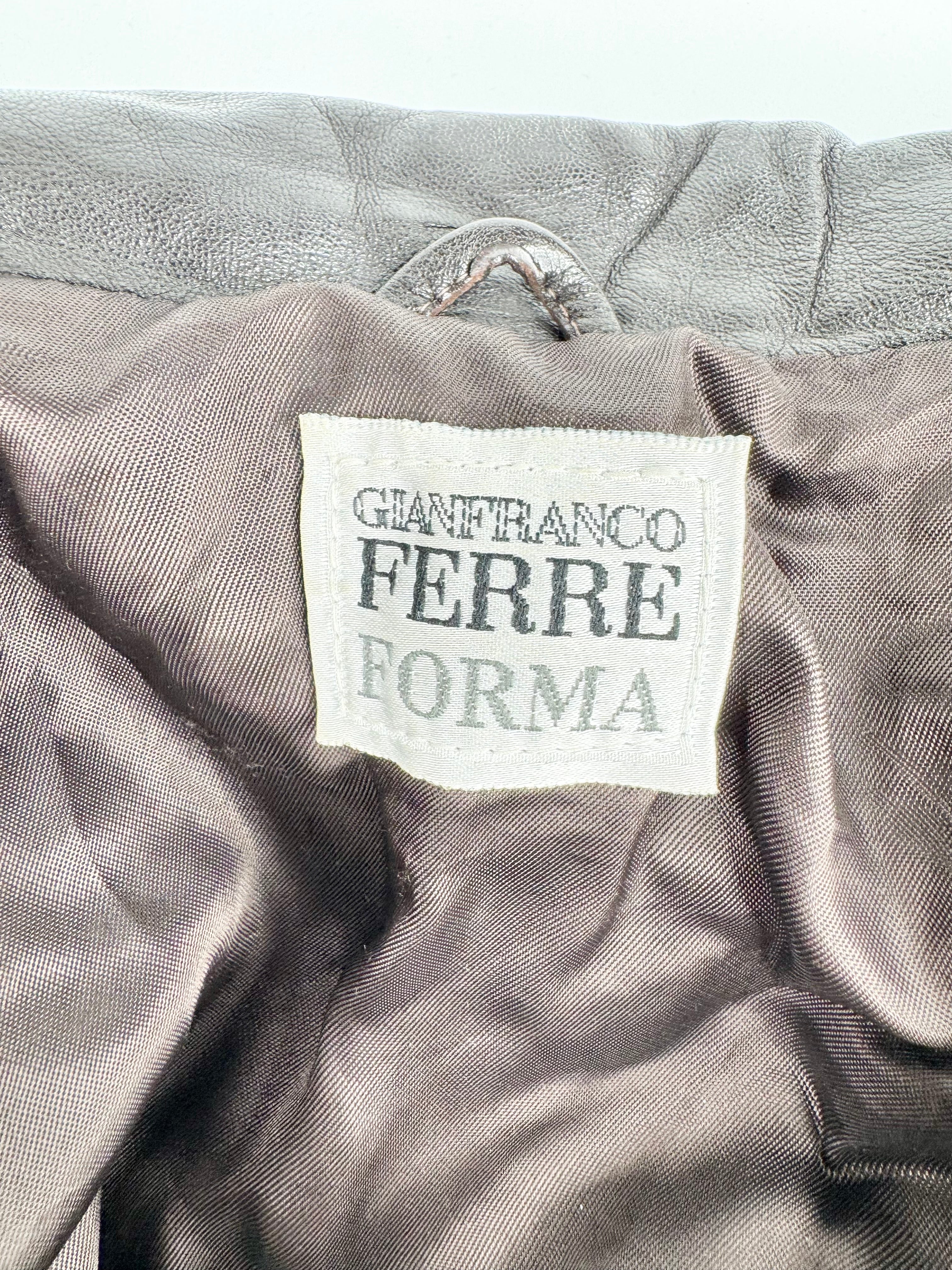 Vintage 90s Gianfranco Ferre Forma Brown Leather Jacket - AU10