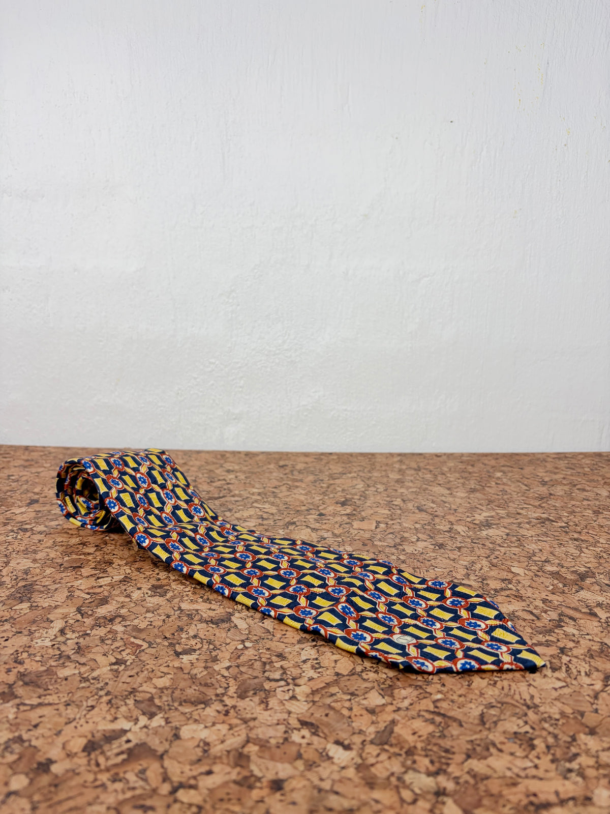 Valentino Cravatte Navy Yellow & Orange Abstract Floral Silk Tie