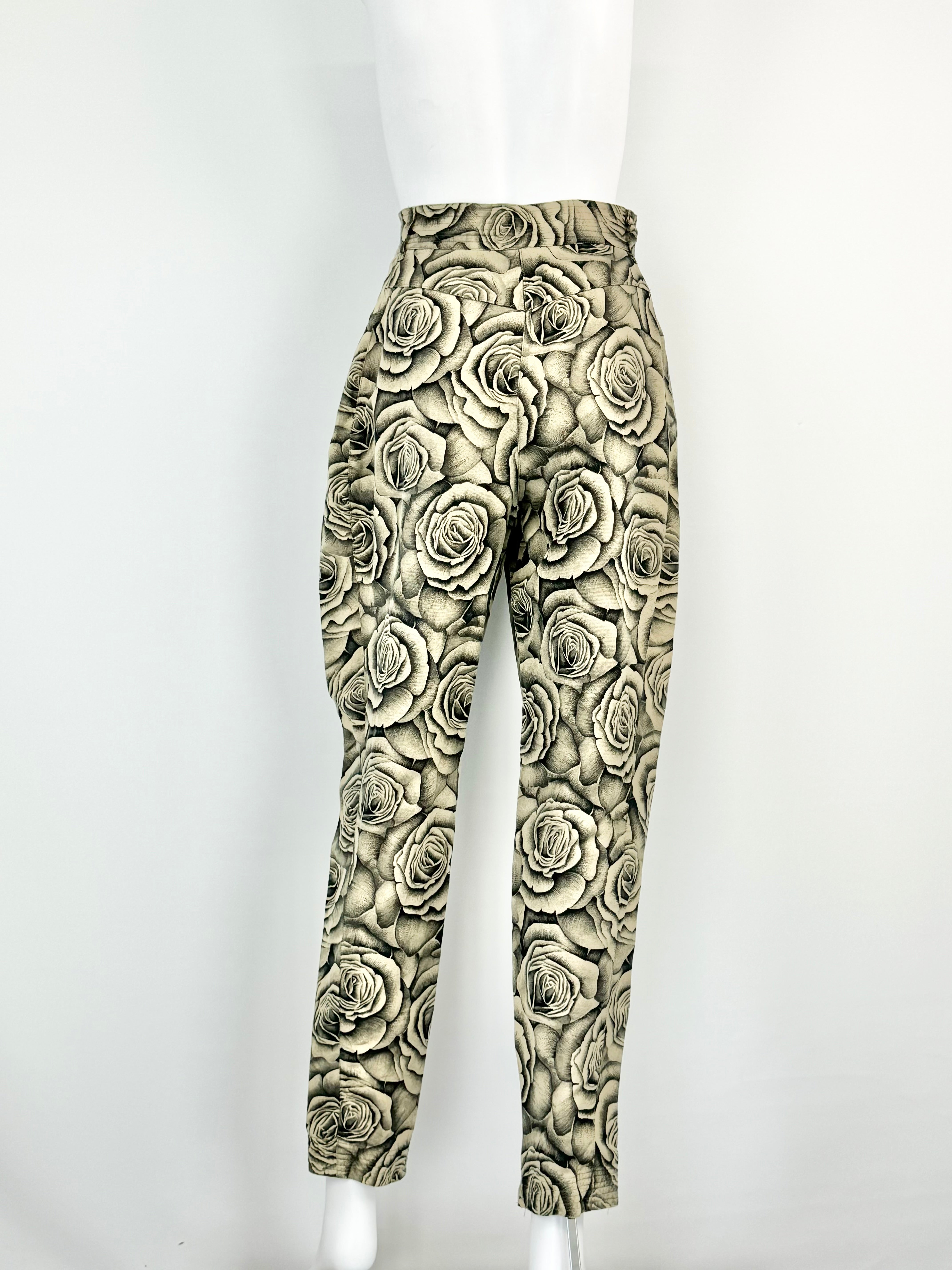 Vintage Gianni Versace Sepia Rose Patterned Slacks - AU6/8