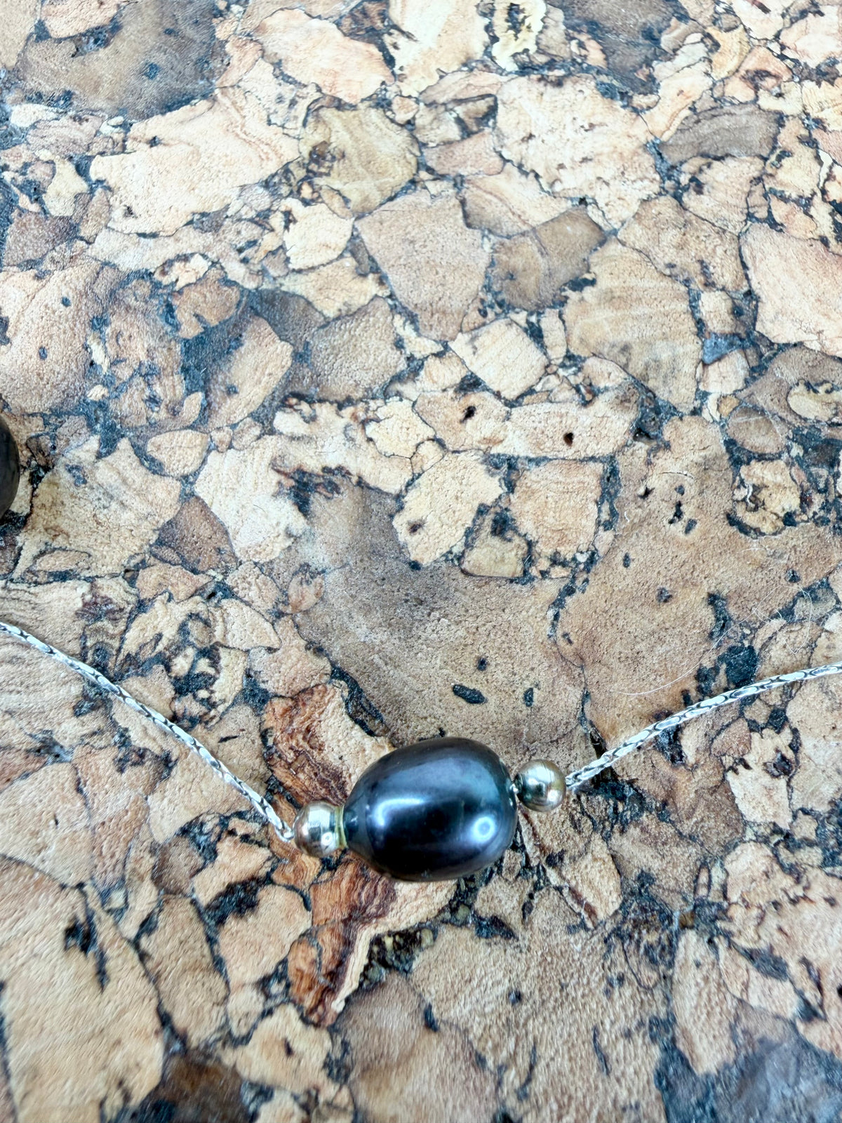Silver & Bruised Purple Pearl Necklace