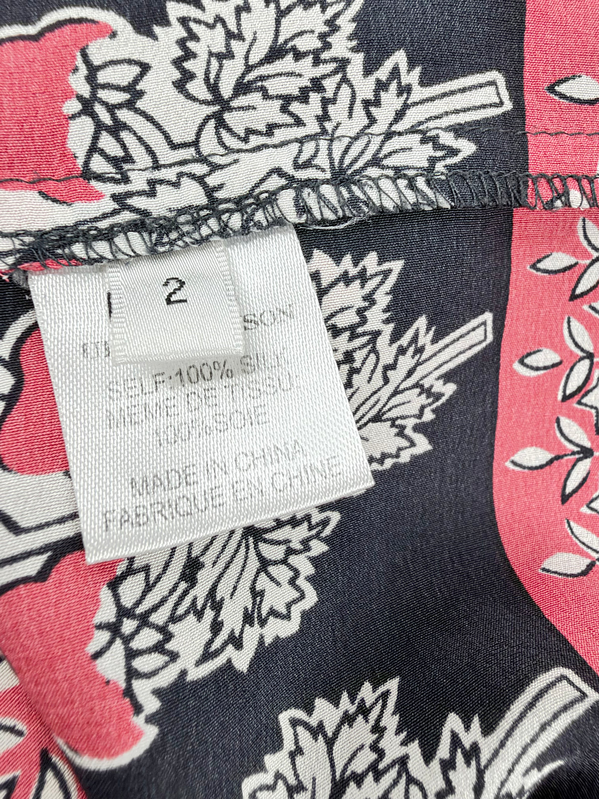 Ulla Johnson Black & Peach Floral Patterned Silk Blouse - AU8/10