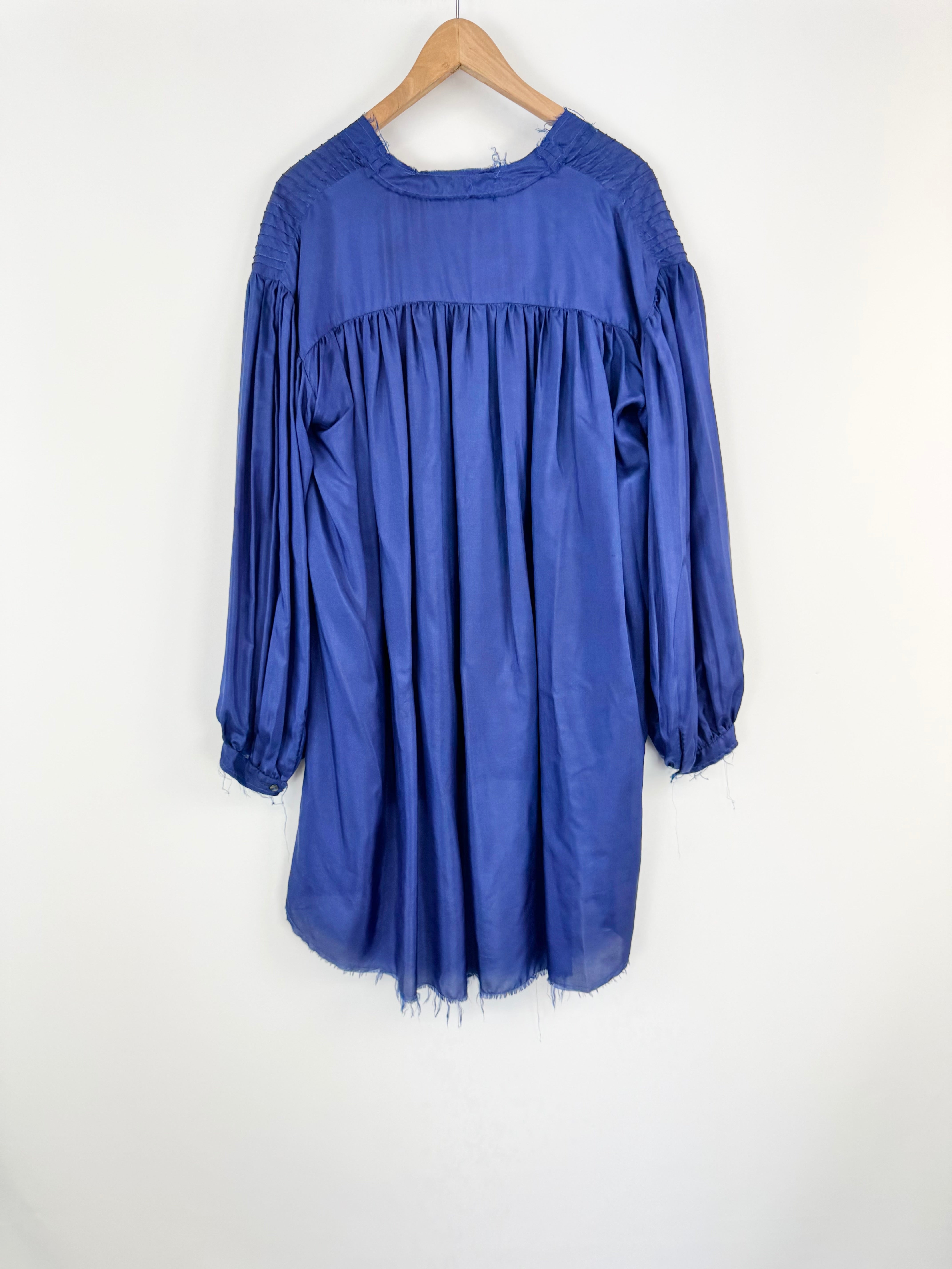 Amano Colab by Lorena Laing Cobalt Blue Silk Blouse - AU12