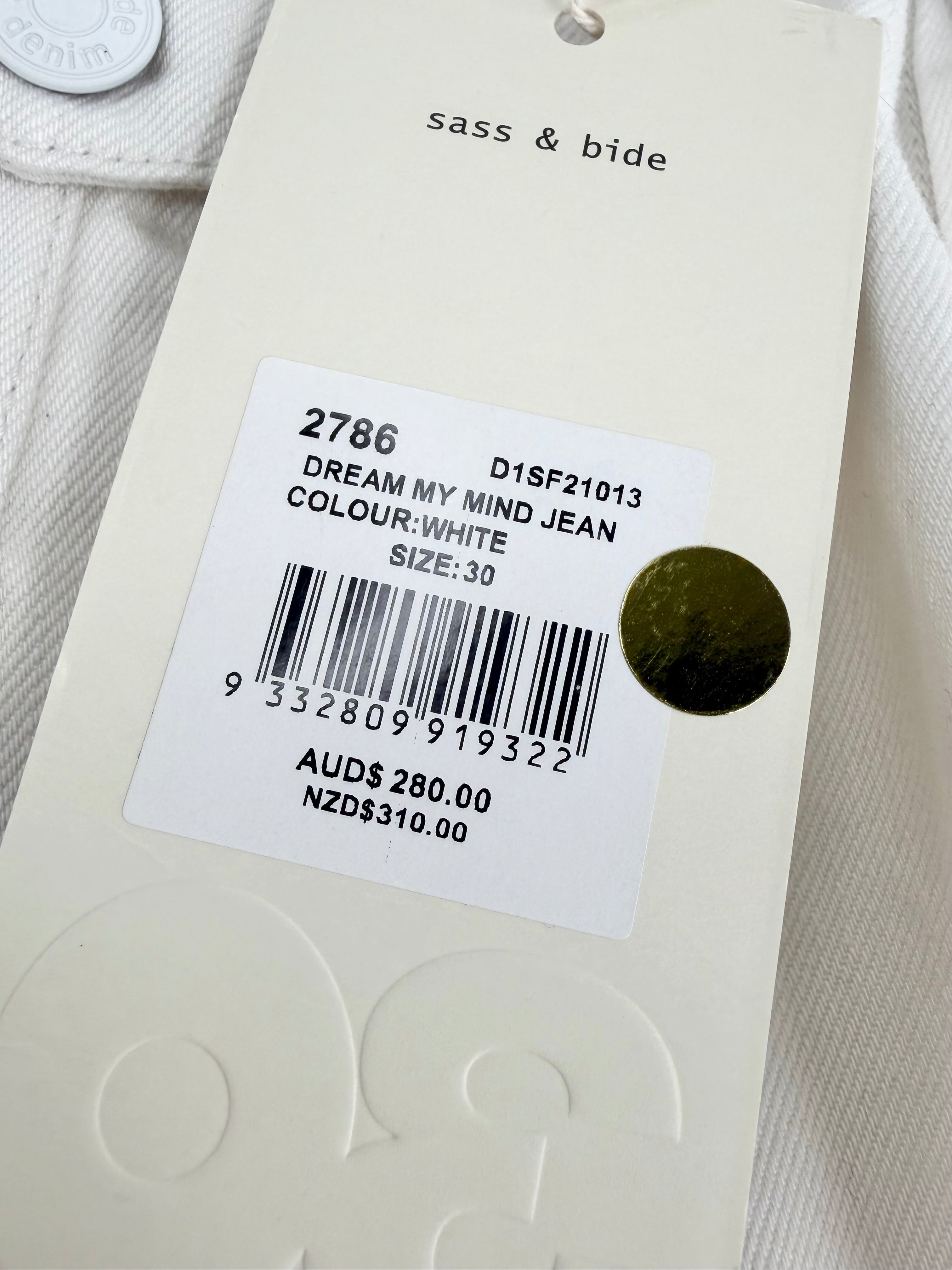 Sass & Bide 'Dream My Mind' White Jean NWT - AU12