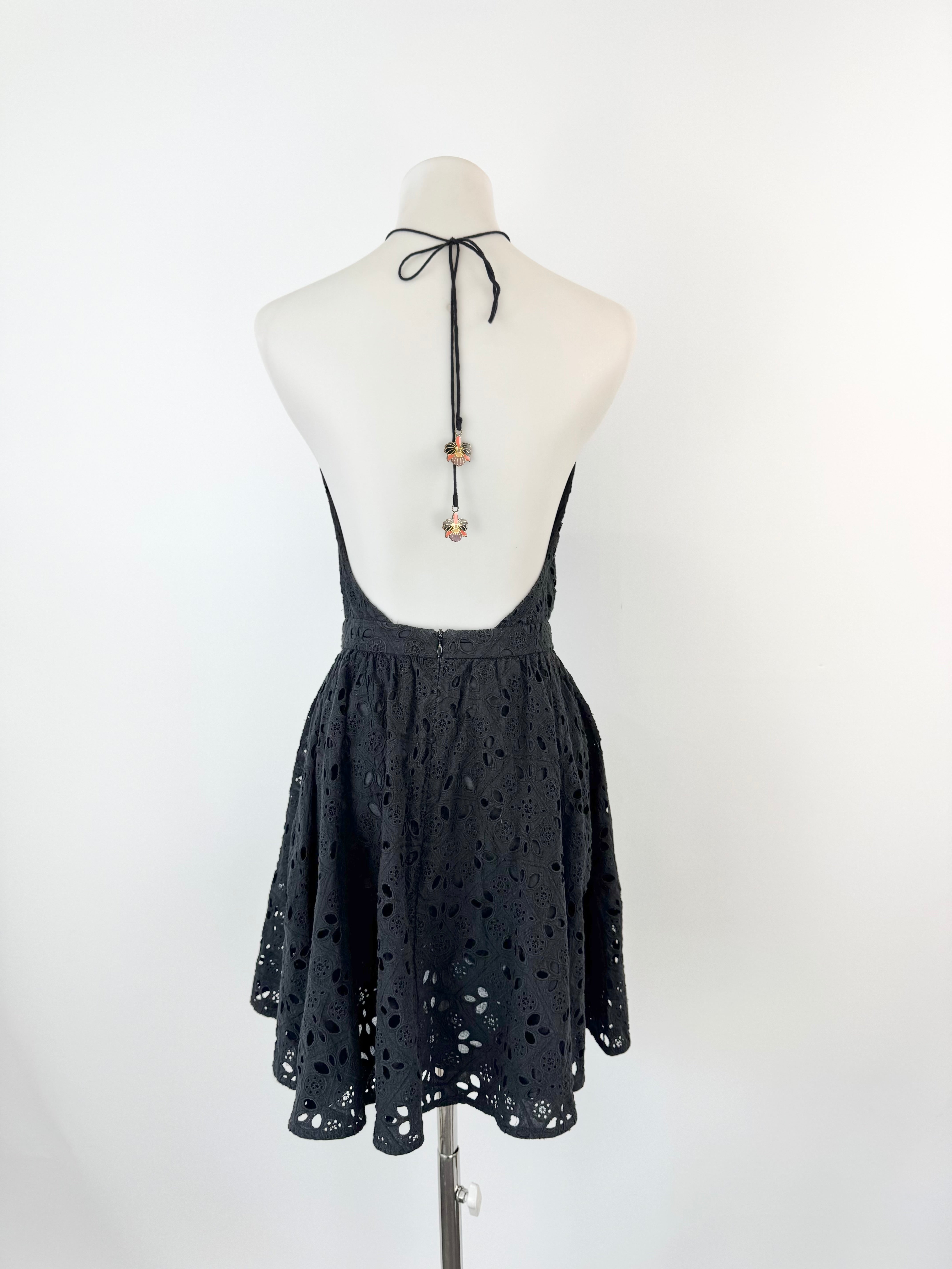 Zimmermann Black Lace Halter Neck Mini Dress - AU4/6