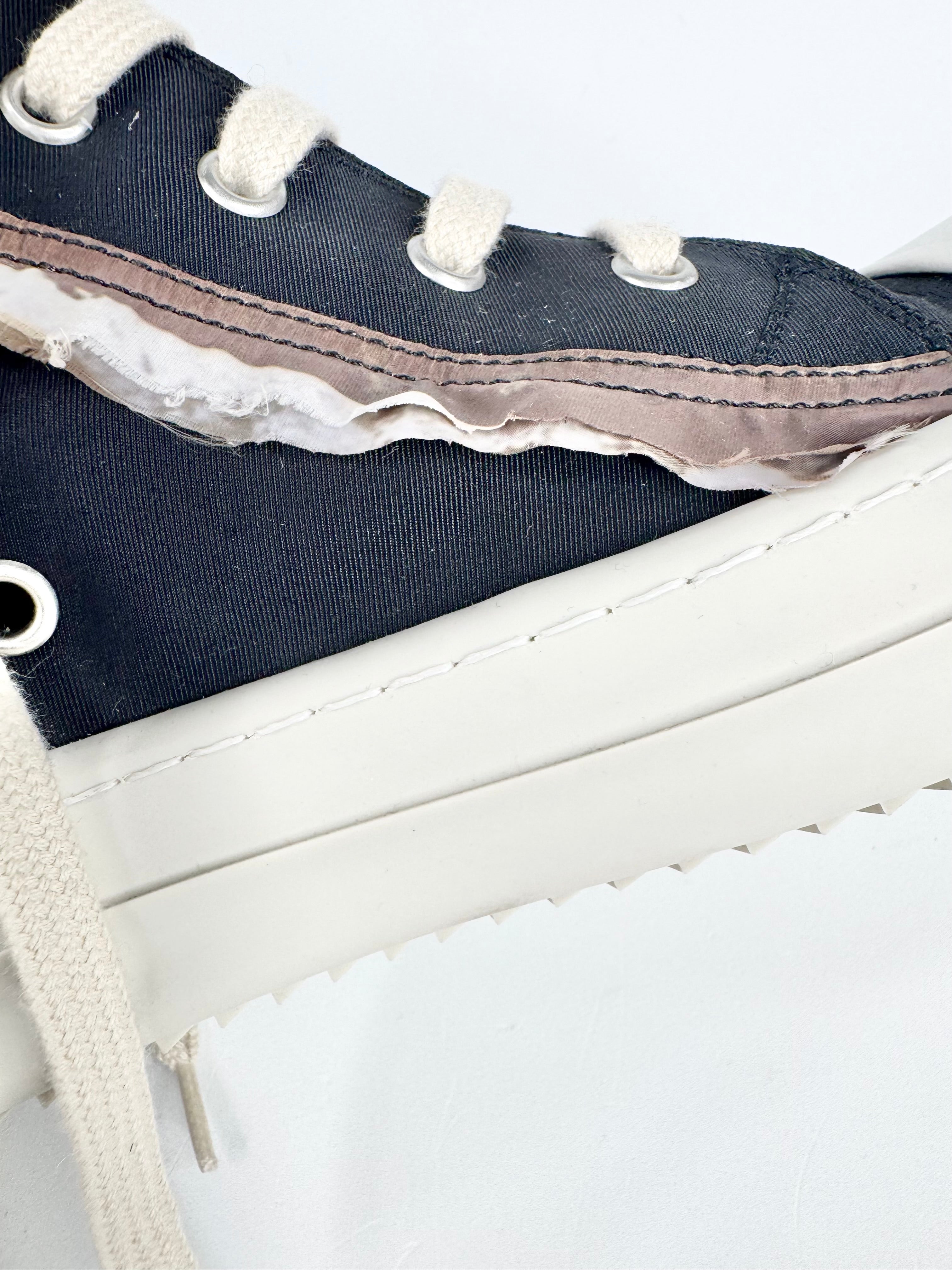 Rick Owens Drkshdw Black & White Ruffle Trim Ramones - EU41