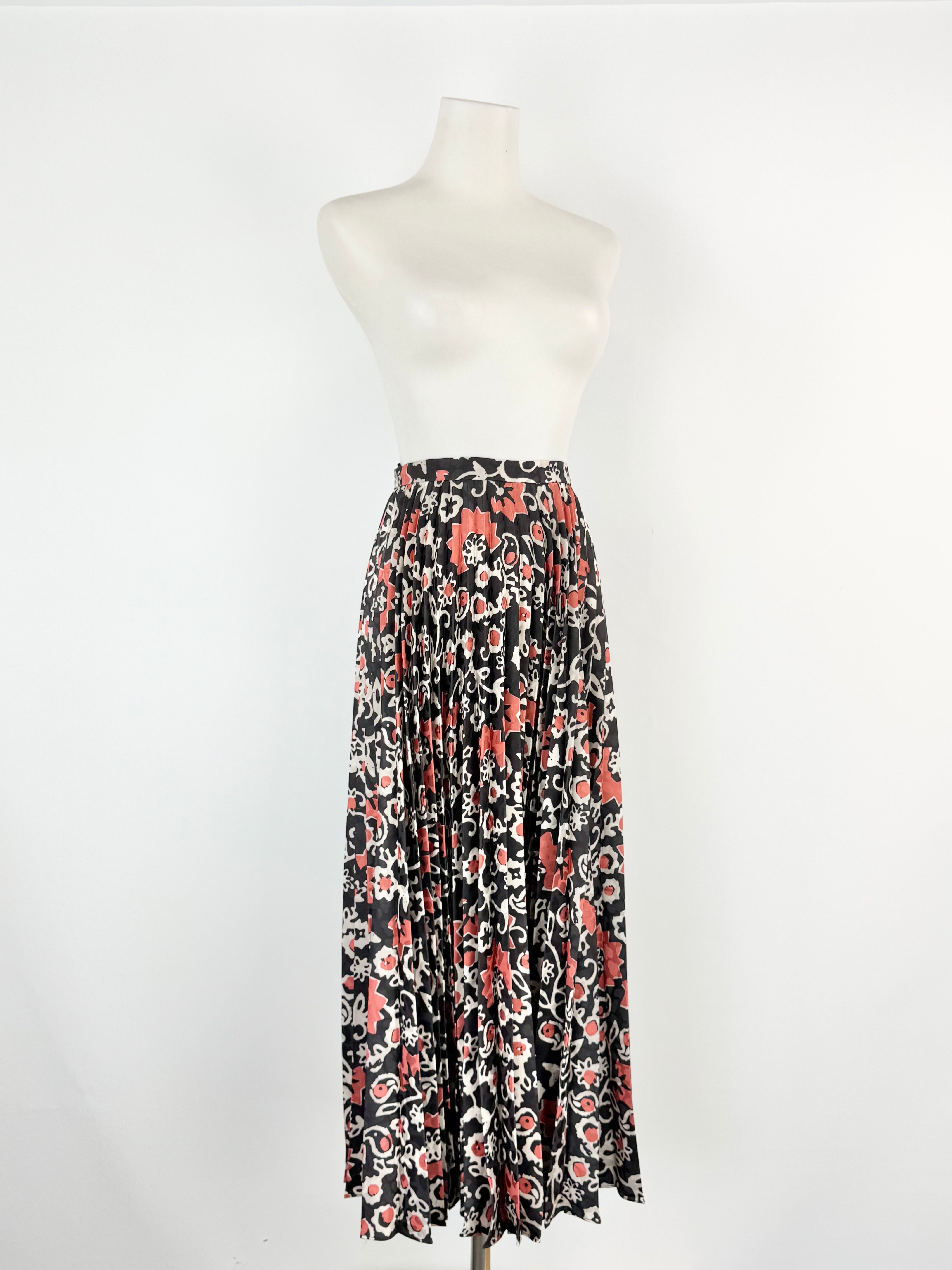 Saloni Brown 'Cobblestone' Floral Patterned Pleated Skirt - AU10