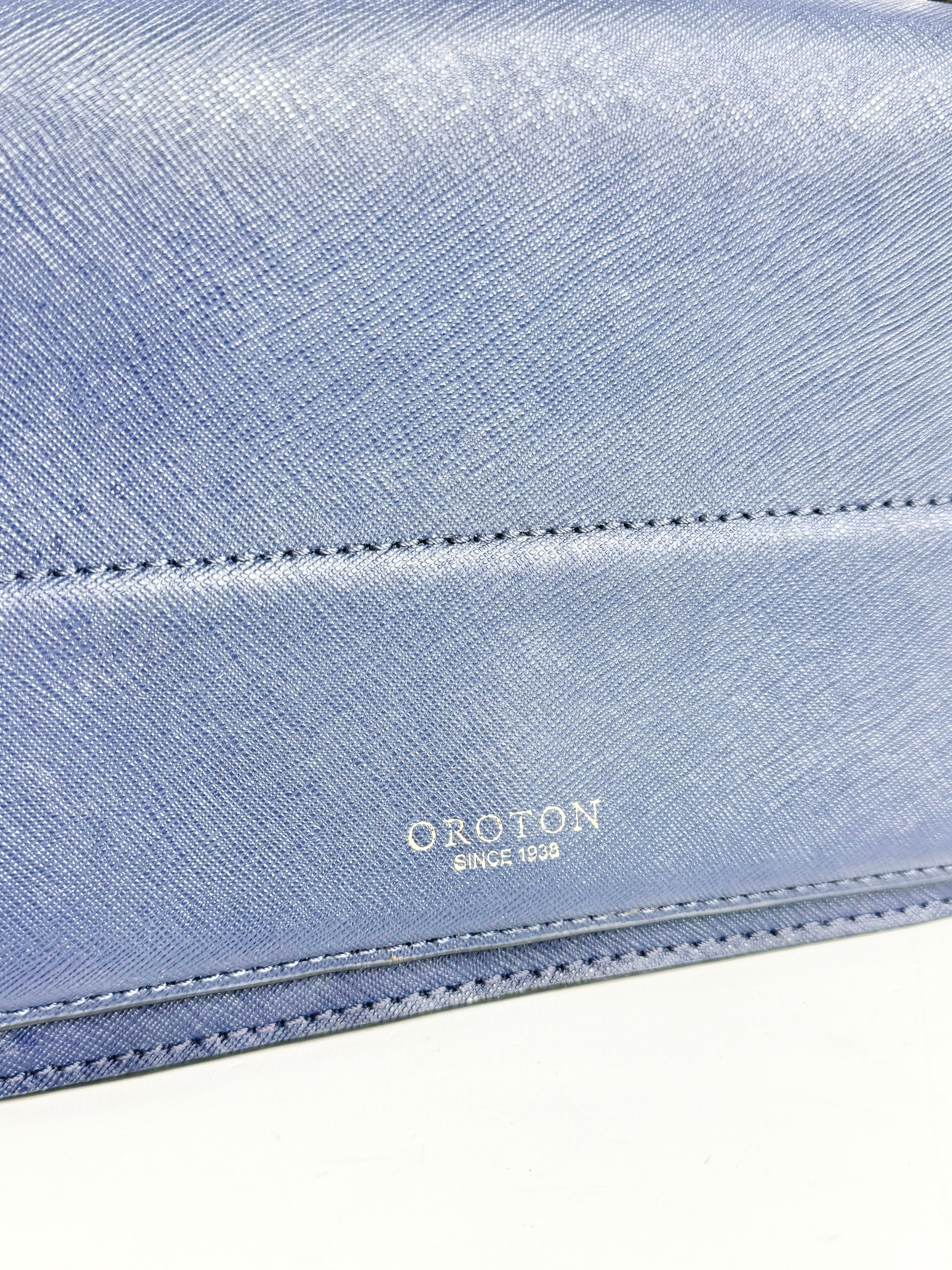 Oroton Navy Blue Cuban Chain Cross Body Bag