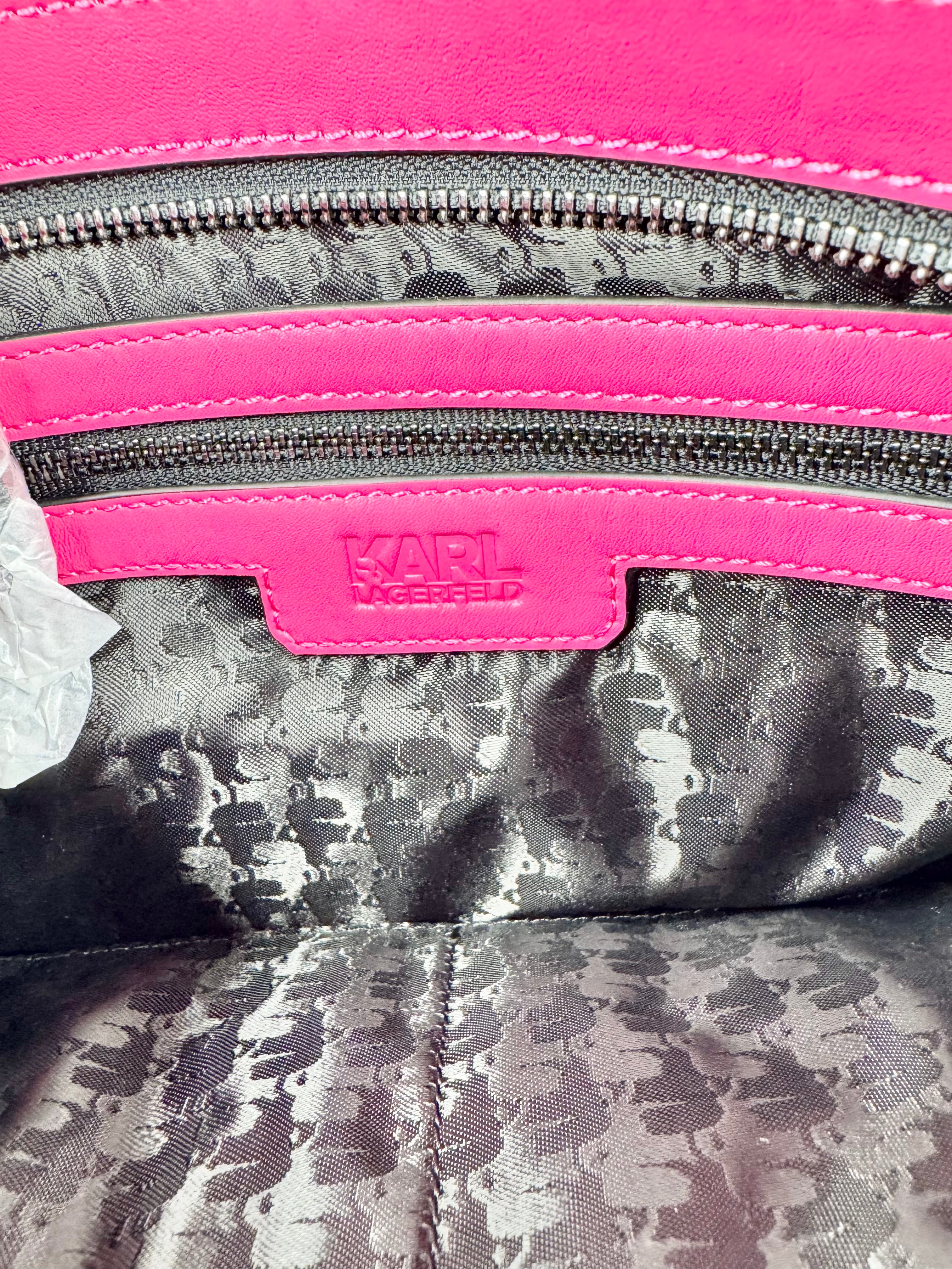 Karl Lagerfeld Hot Pink Quilted 'K/Kurl' Clutch NWT