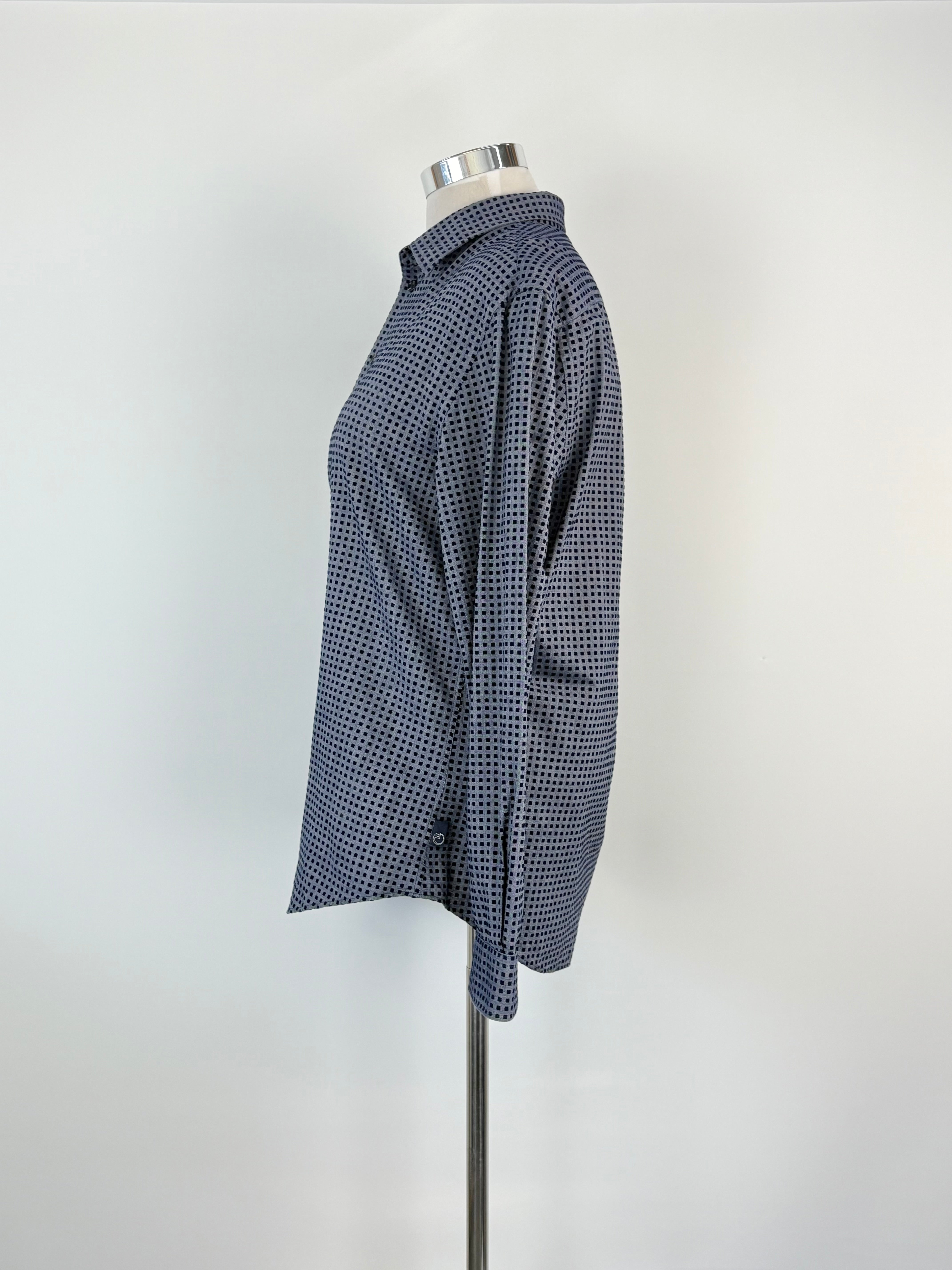 Armani Collezioni Pigeon Blue Felted-Square Pattern Shirt - XL