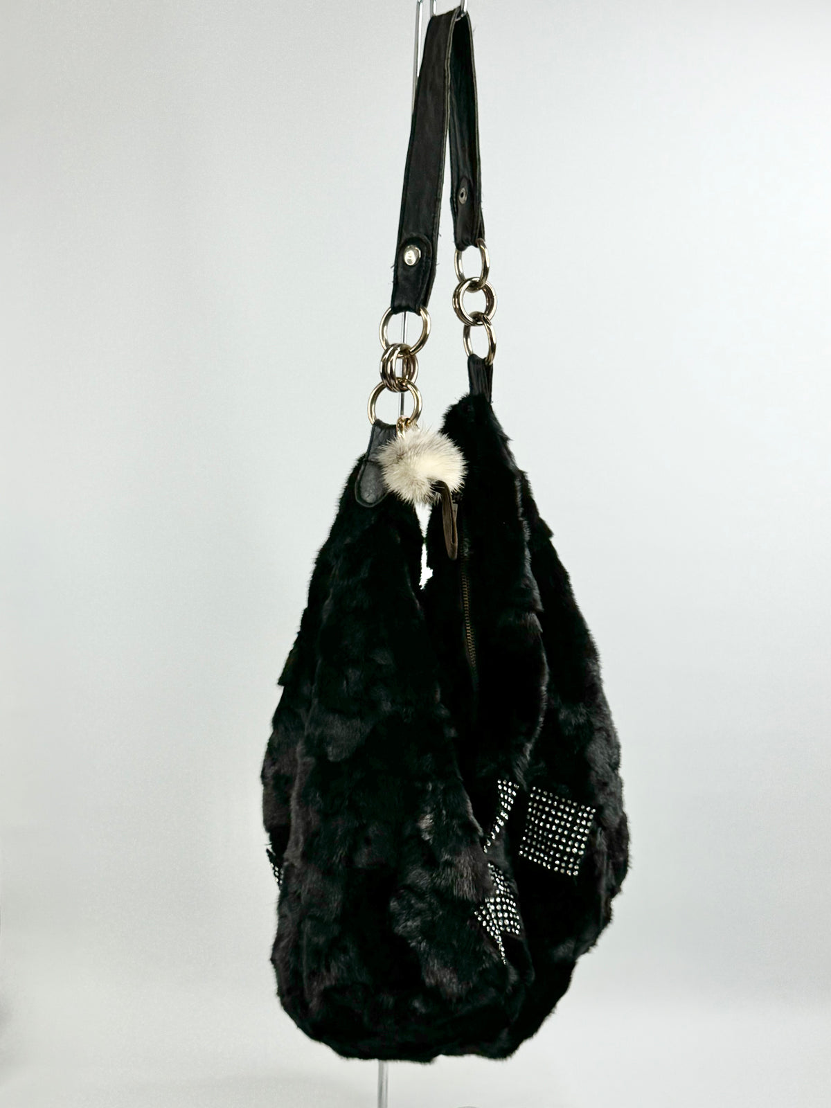 Black Fur Tote Bag