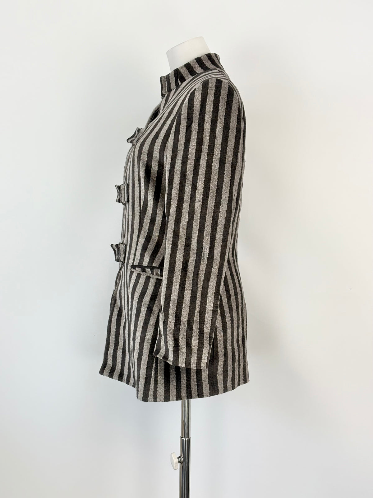 Giorgio Armani Black & Grey Striped Wool-Blend Jacket - AU10