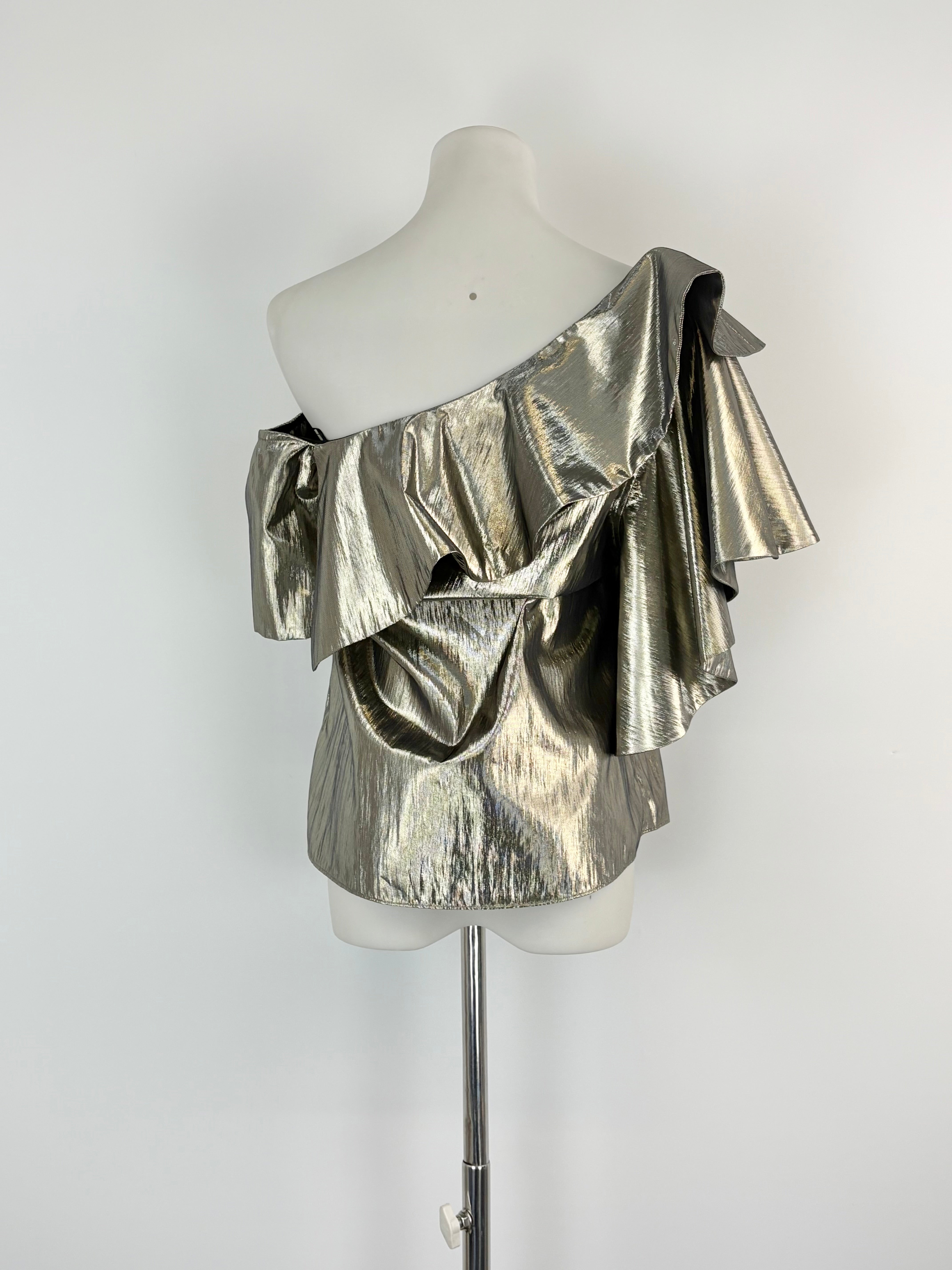 Sass & Bide Metallic Gold 'Night At The Ritz' Off-Shoulder Top - AU8