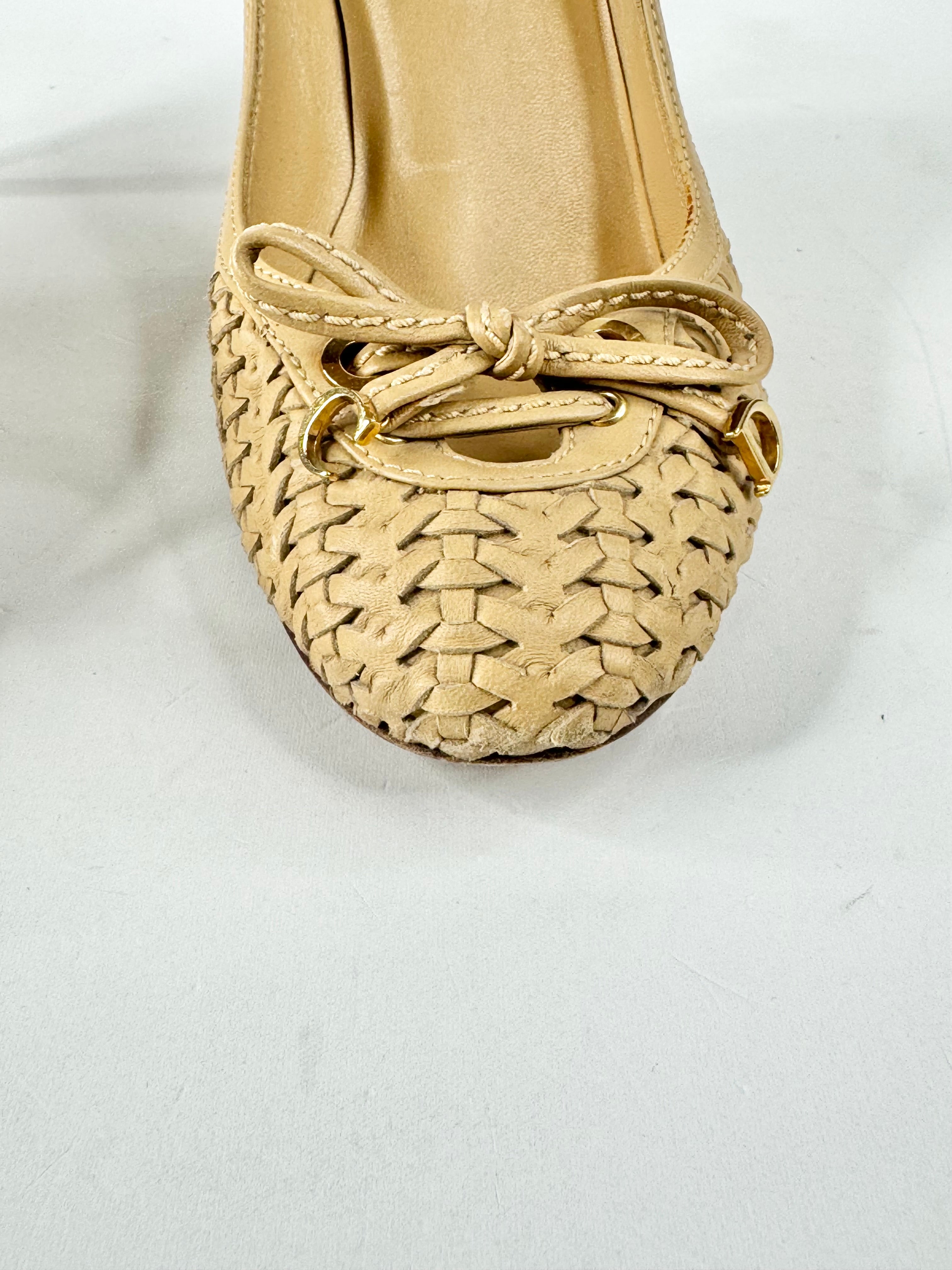 Christian Dior Wheaten Woven Stilettos - EU37.5