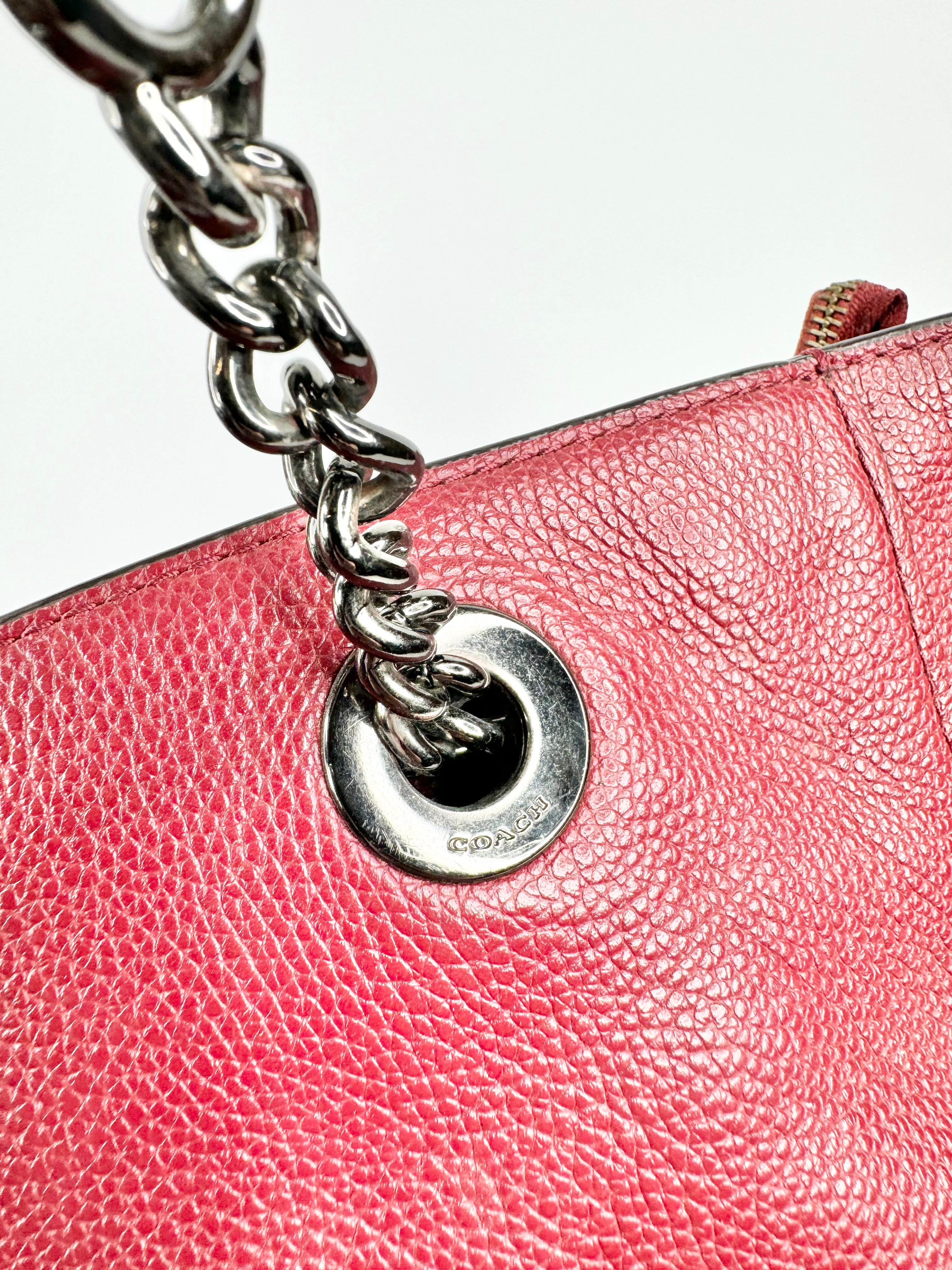 Coach Oxblood Grained Leather Tote