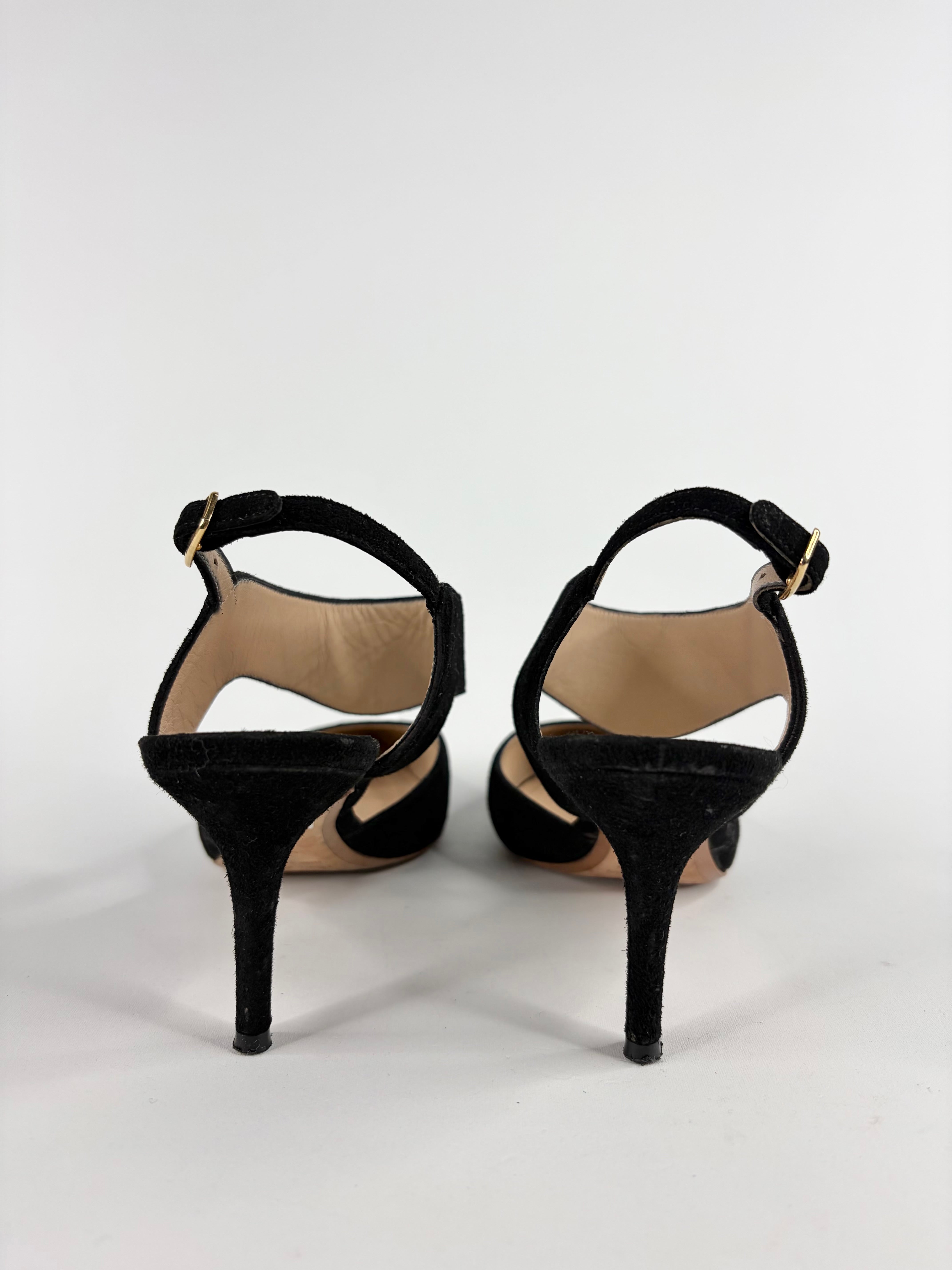 Nicholas Kirkwood Black Suede Pointed Kitten Heels D'Orsay - EU35