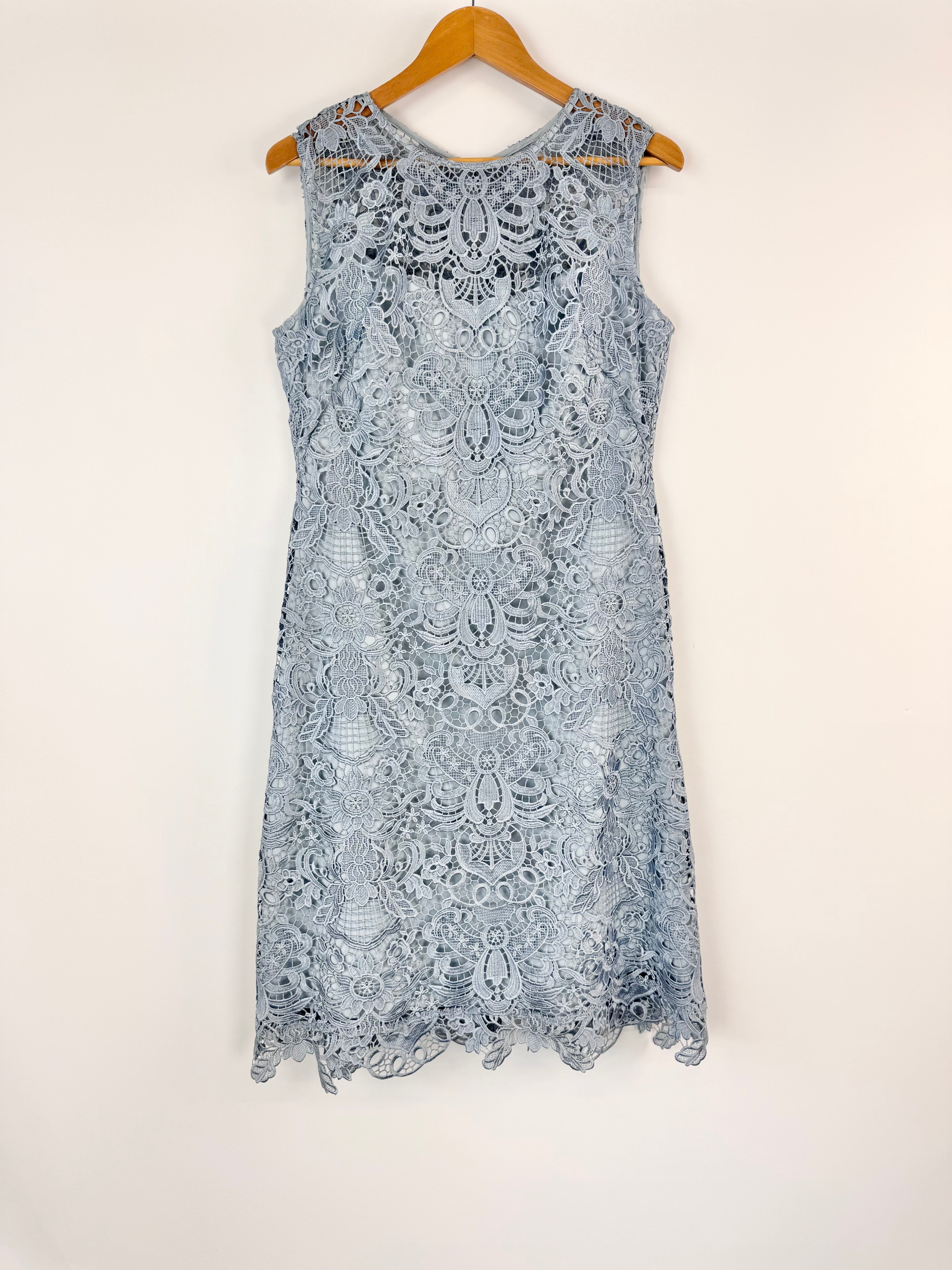 Anthea Crawford Powder Blue Lace Midi Dress NWT - AU14
