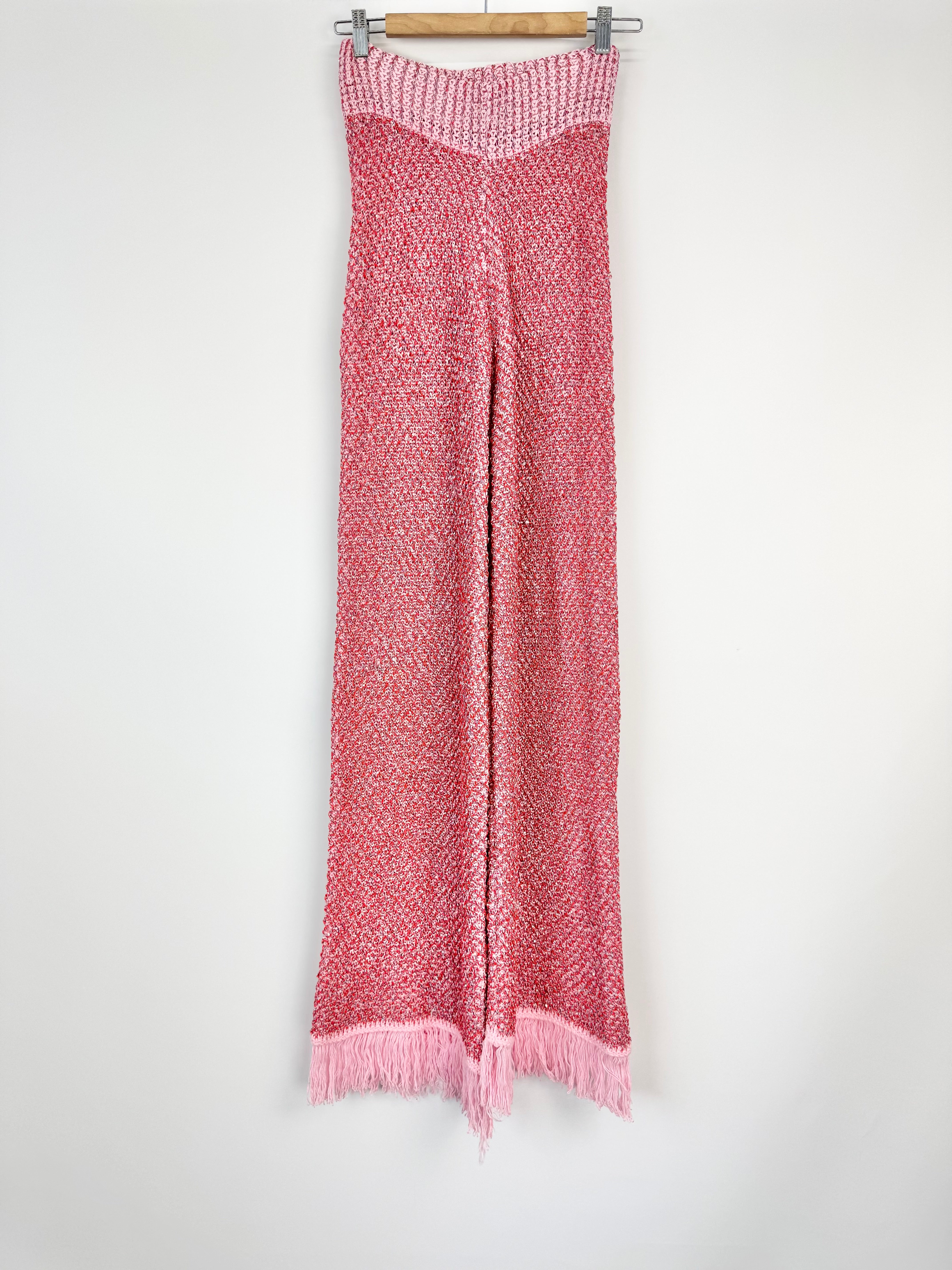 Astra Resort Pink Sequinned Knit Pants and Jacket Set Size S