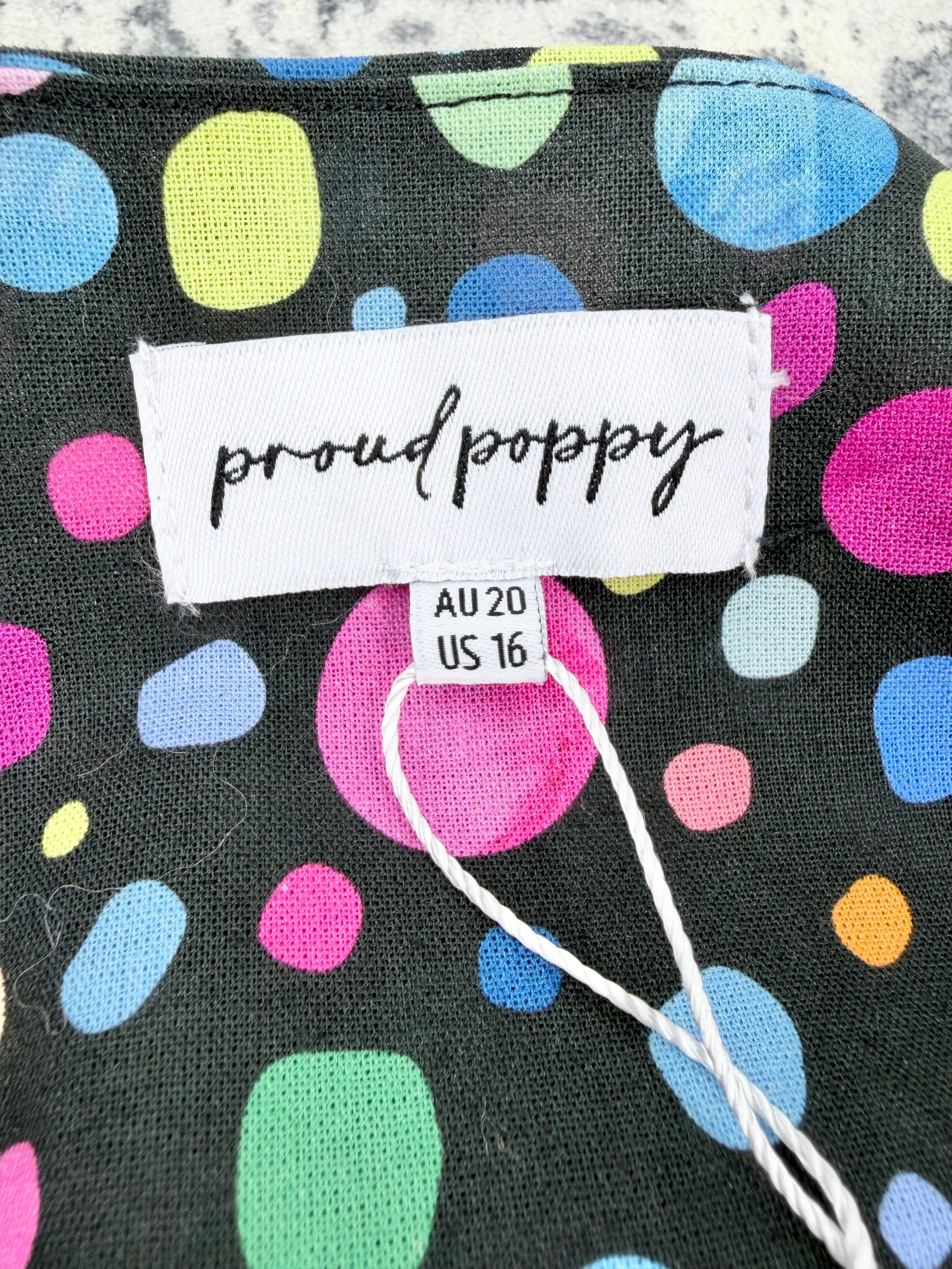 Proud Poppy Black & Multicolour 'Audrey, Pebble' Scrubs NWT - AU20
