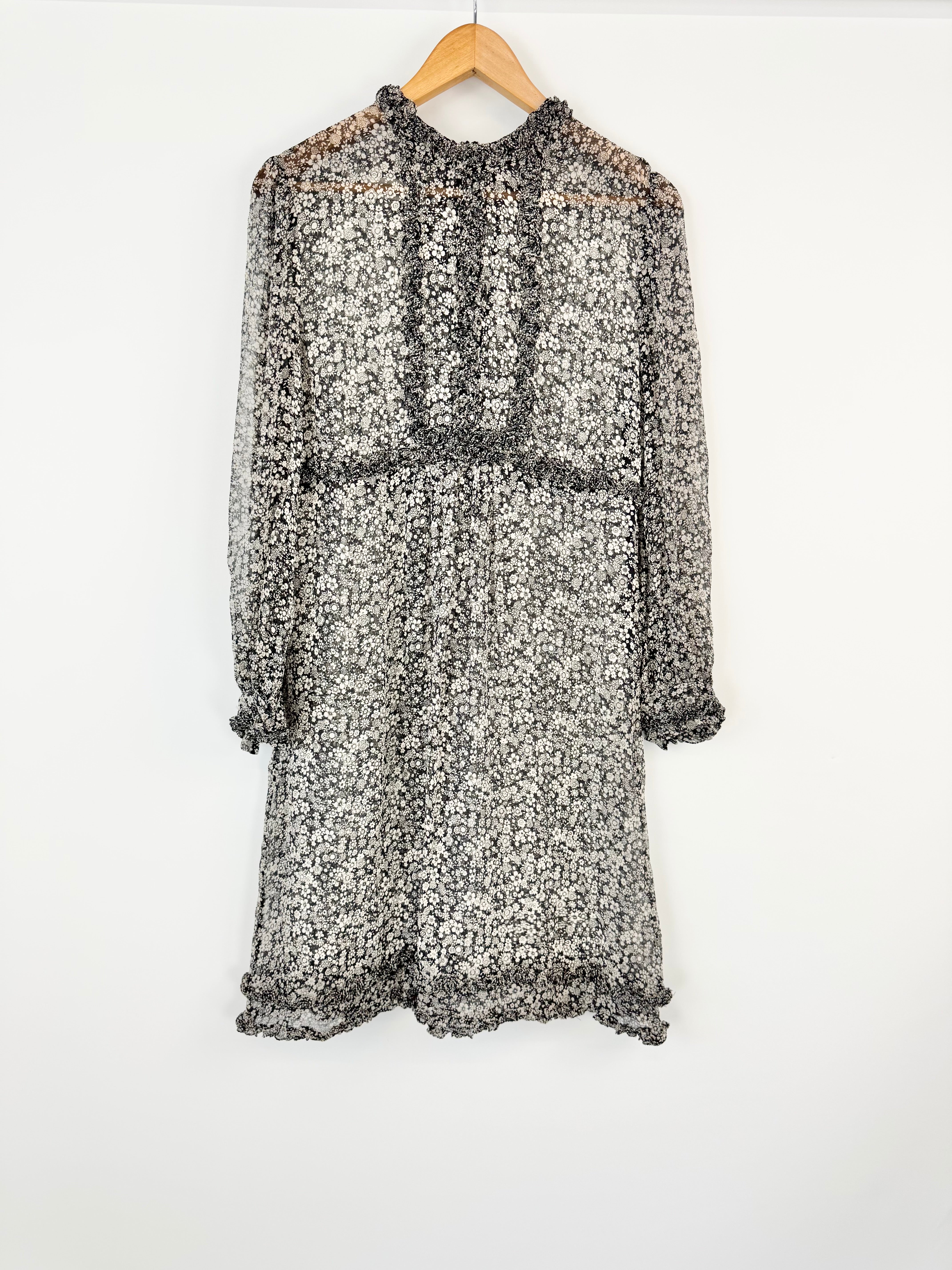 By Malene Birger Black & White Microfloral Dress - AU8