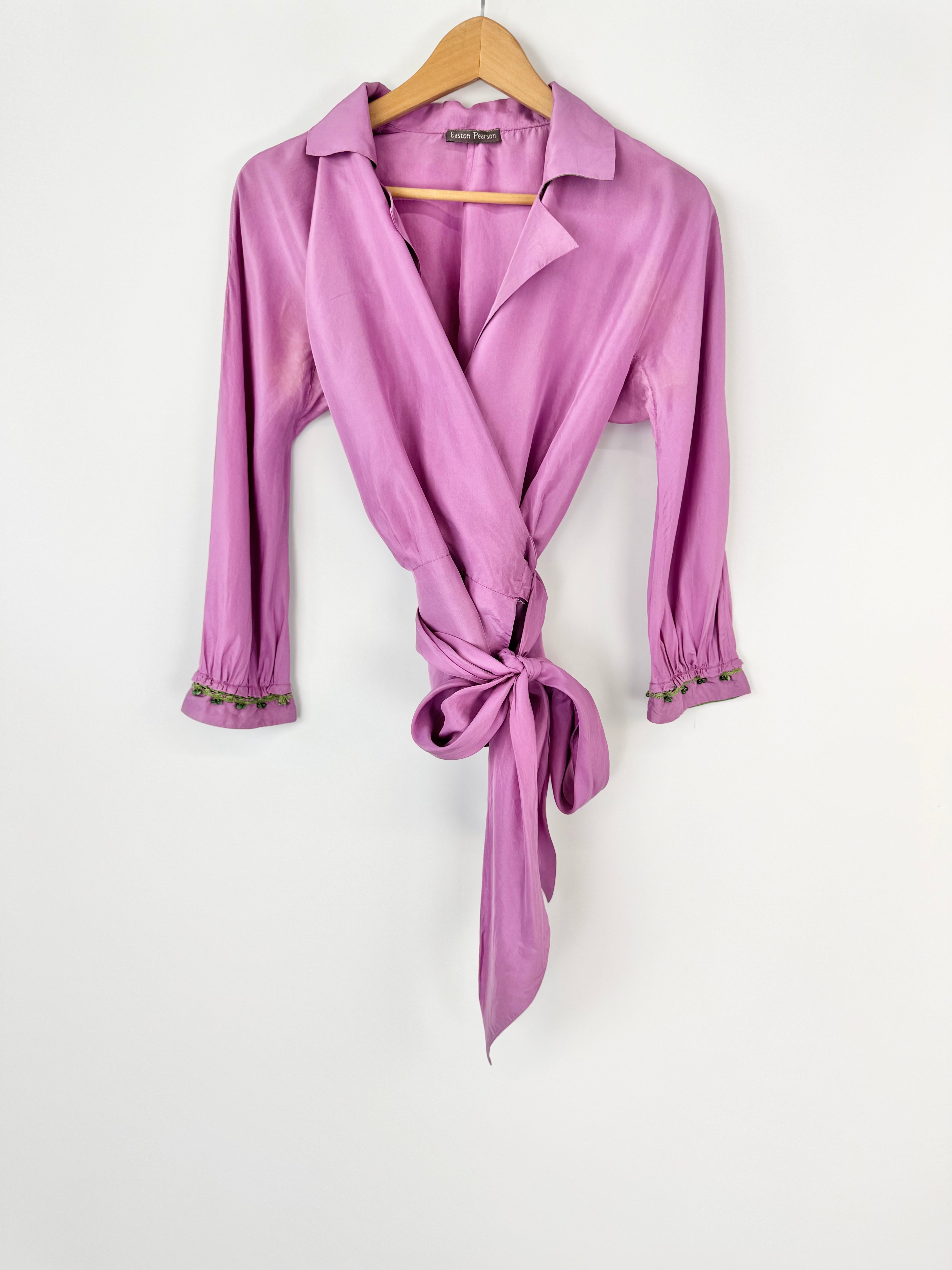 Vintage Easton Pearson Lilac Silk Wrap Blouse - AU10