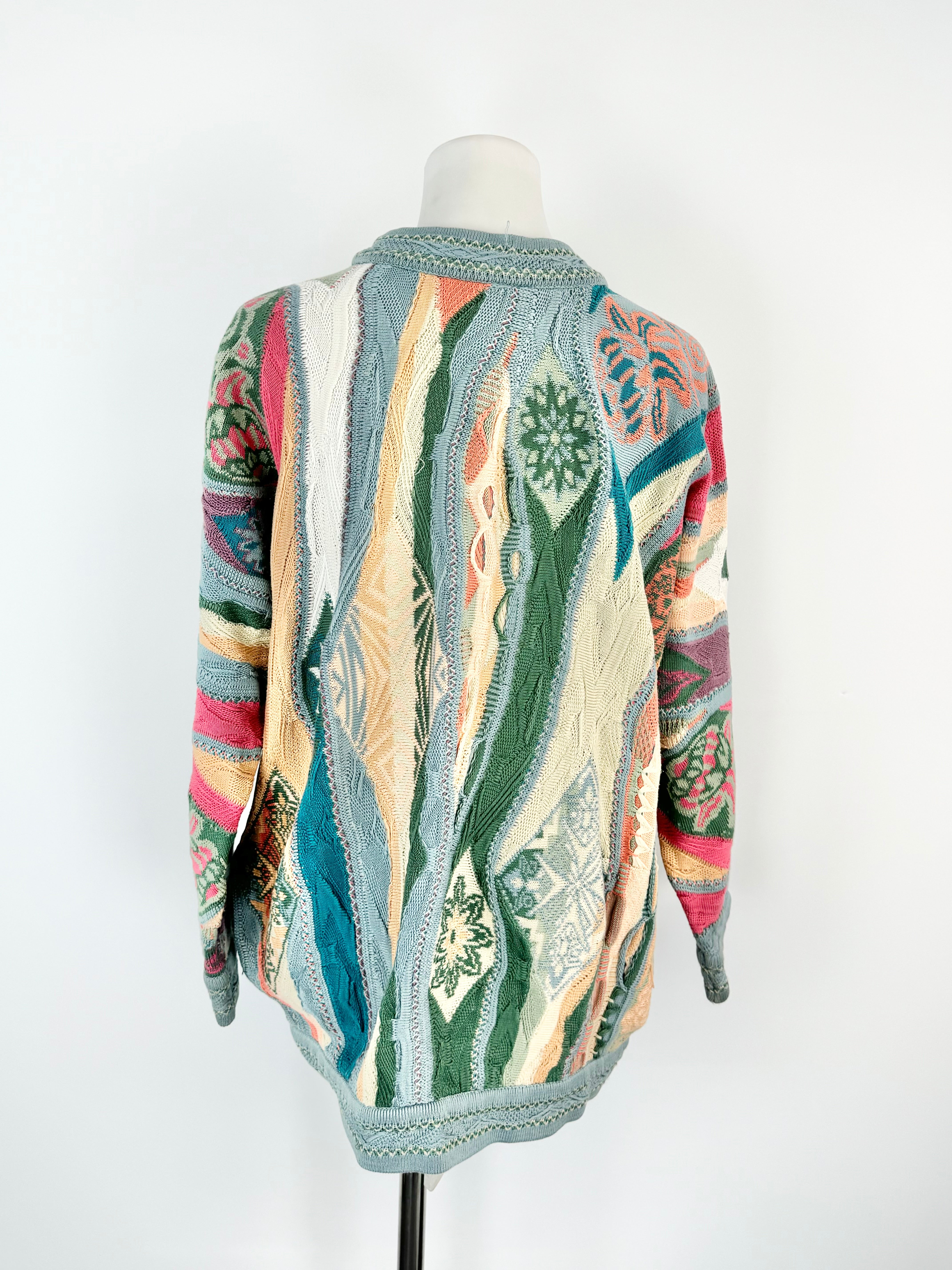 Vintage Coogi Blue Half Length 3D Sweater - S/M