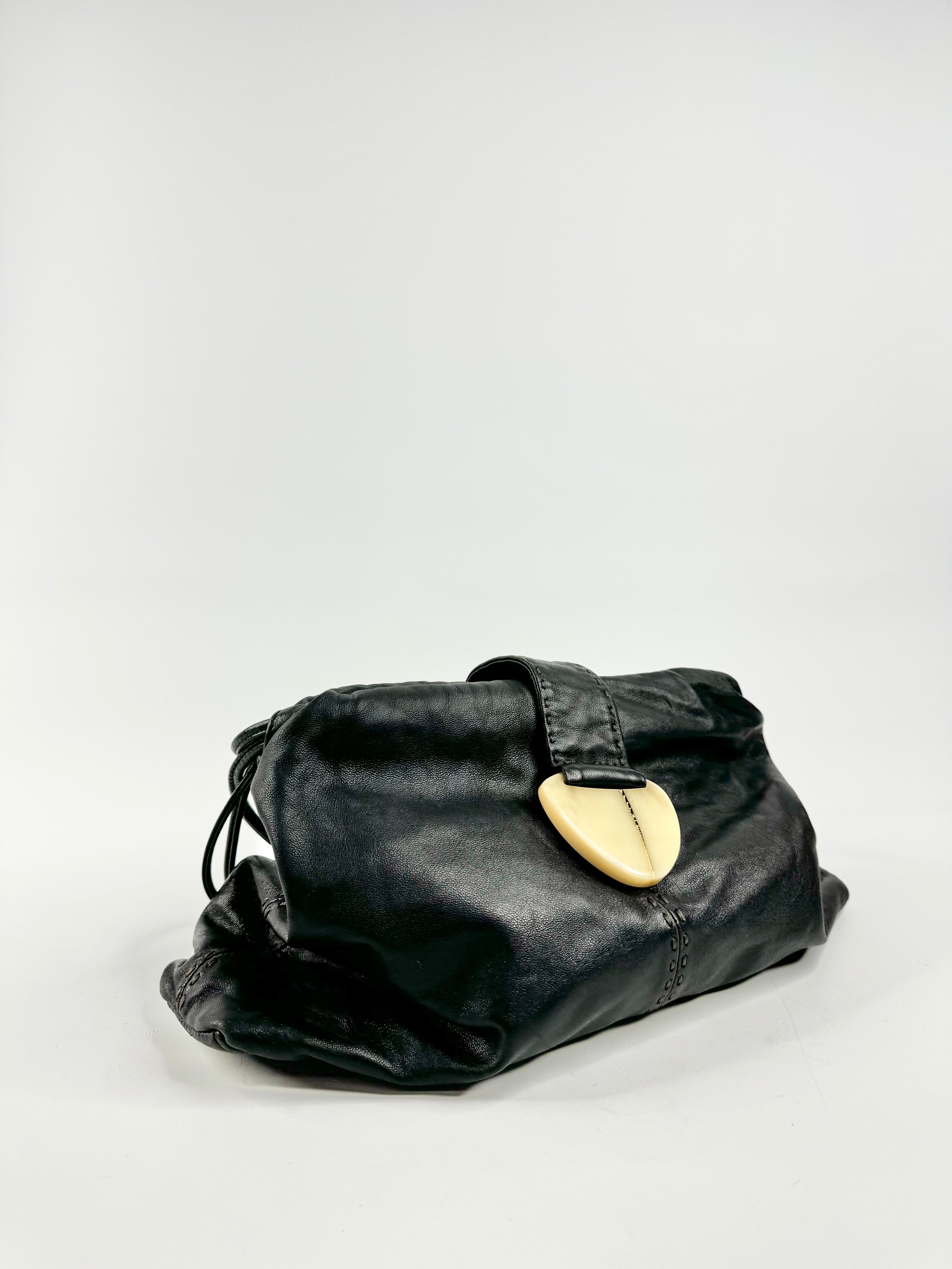 Oroton Buttery Black Leather Bag