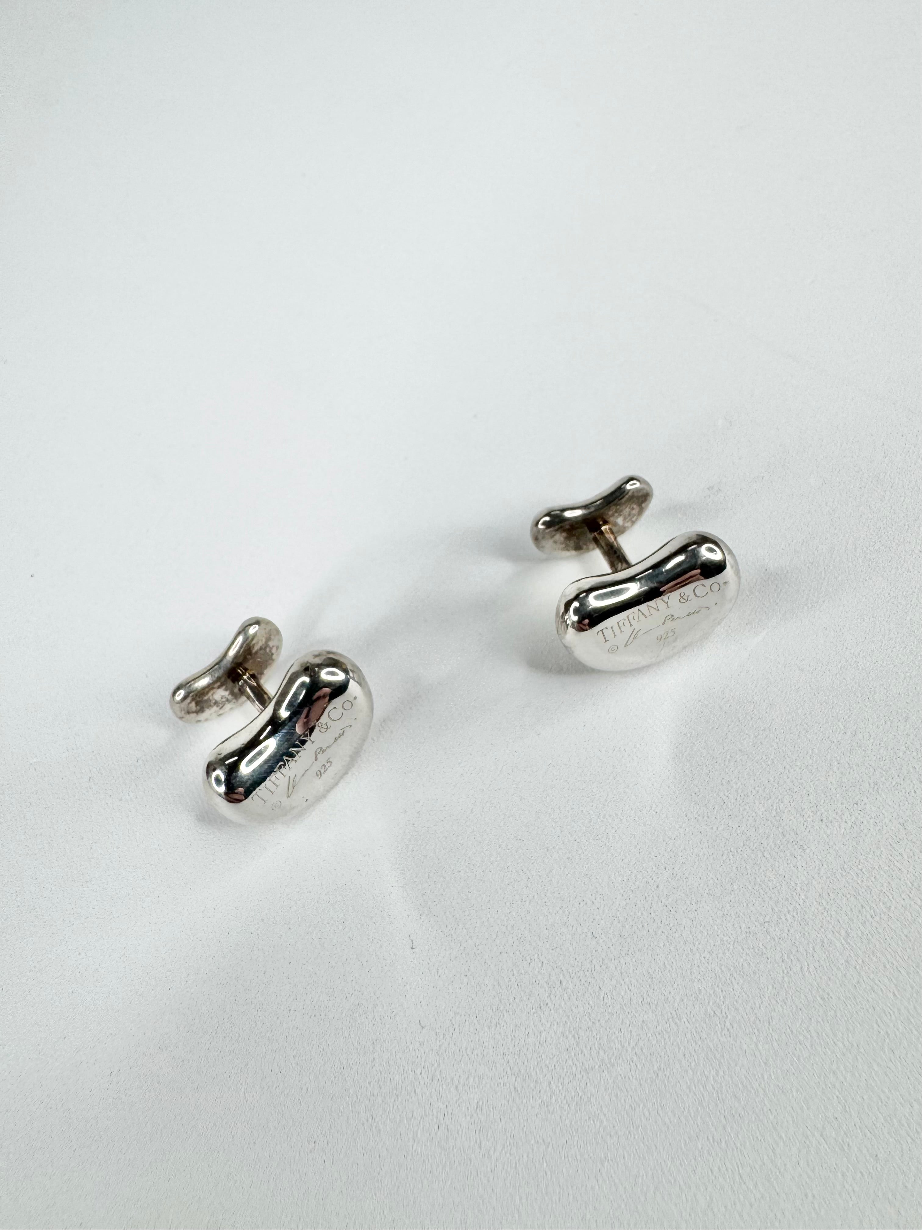 Tiffany & Co Elsa Peretti Silver Bean Cufflinks