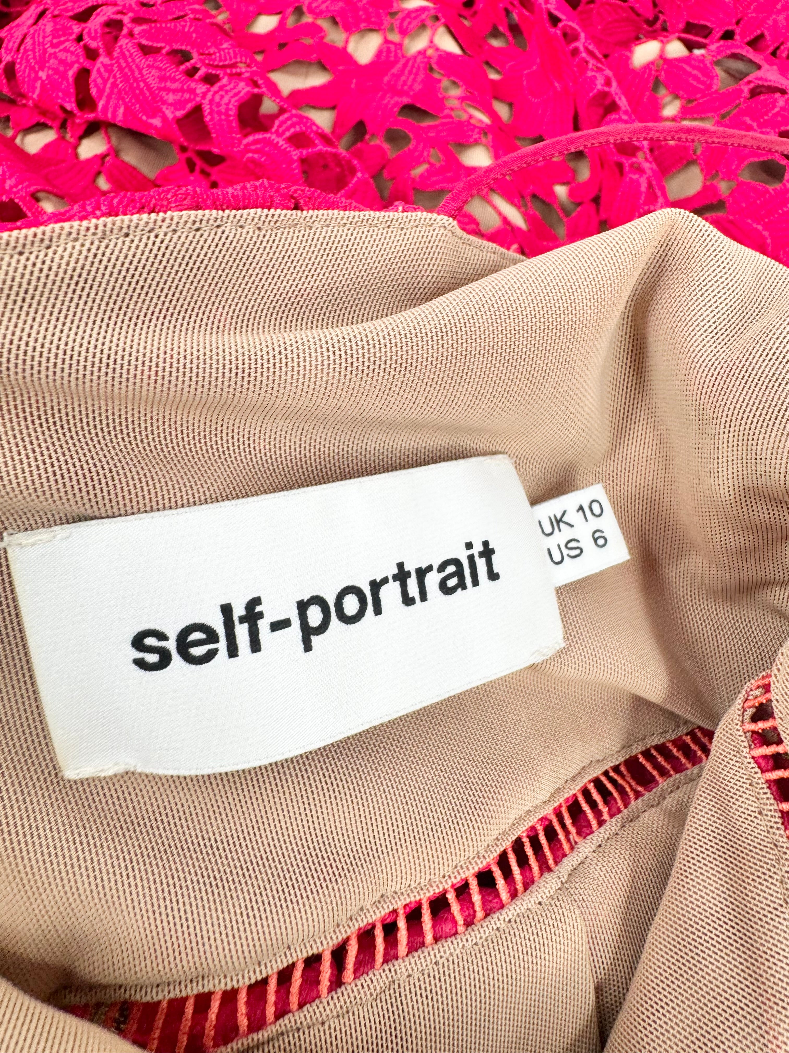 Self Portrait 'Azalea' Pink Midi Dress - AU10