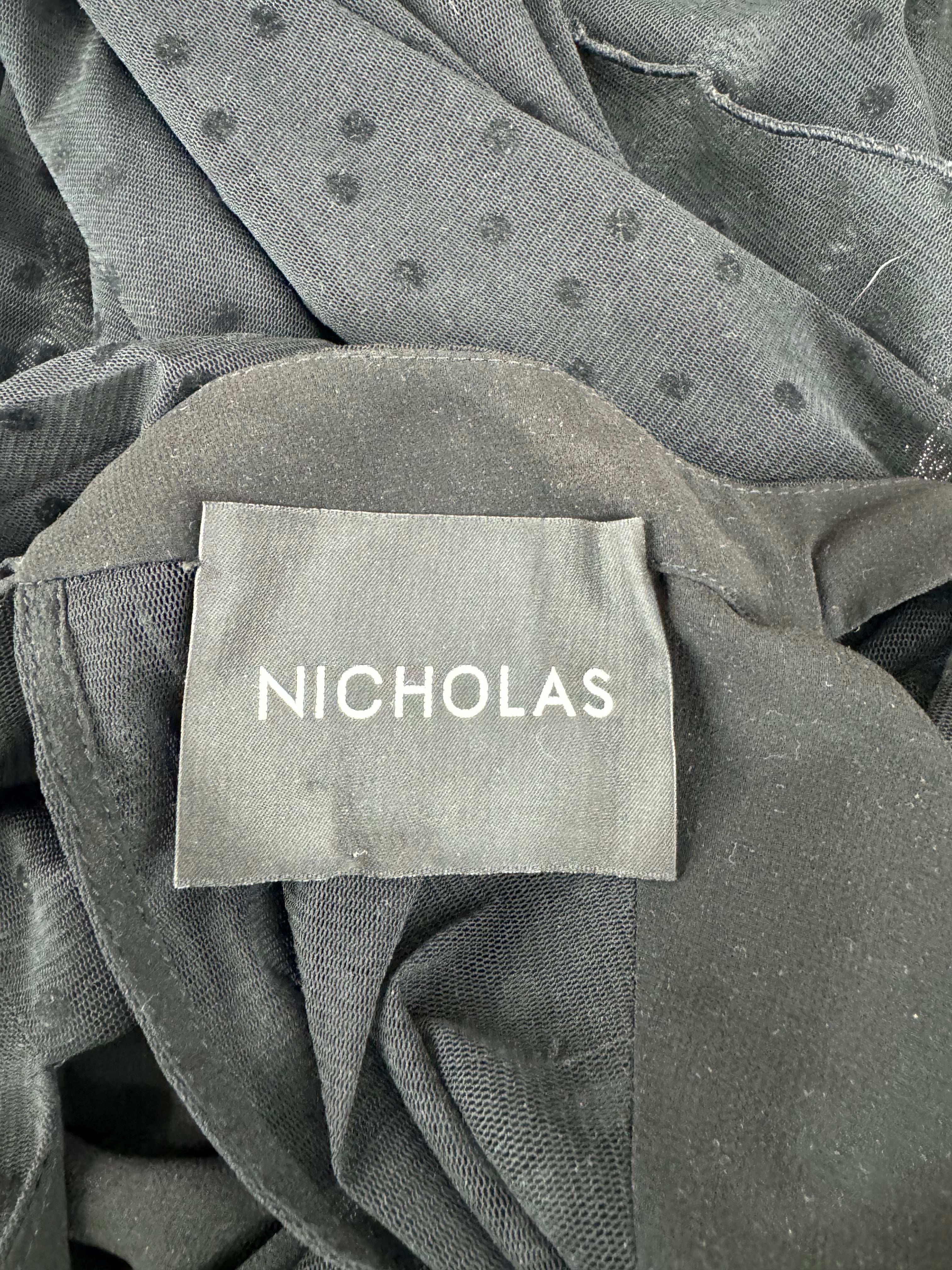 Nicholas Sheer Black Dot Puff Sleeve Blouse - AU8/10
