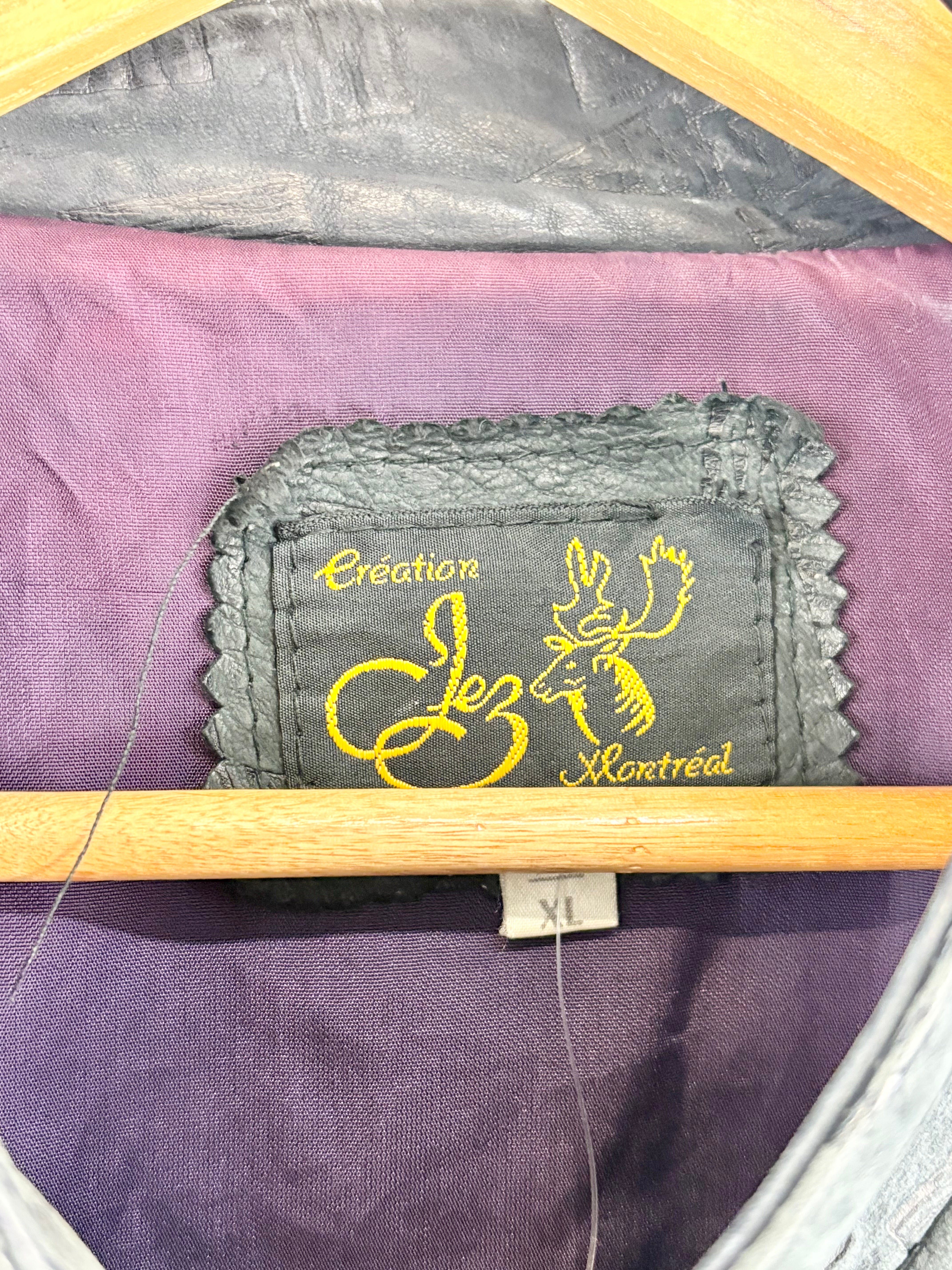 Creations Jez Vintage Oversized Tooled Leather Bomber Jacket - AU16/18