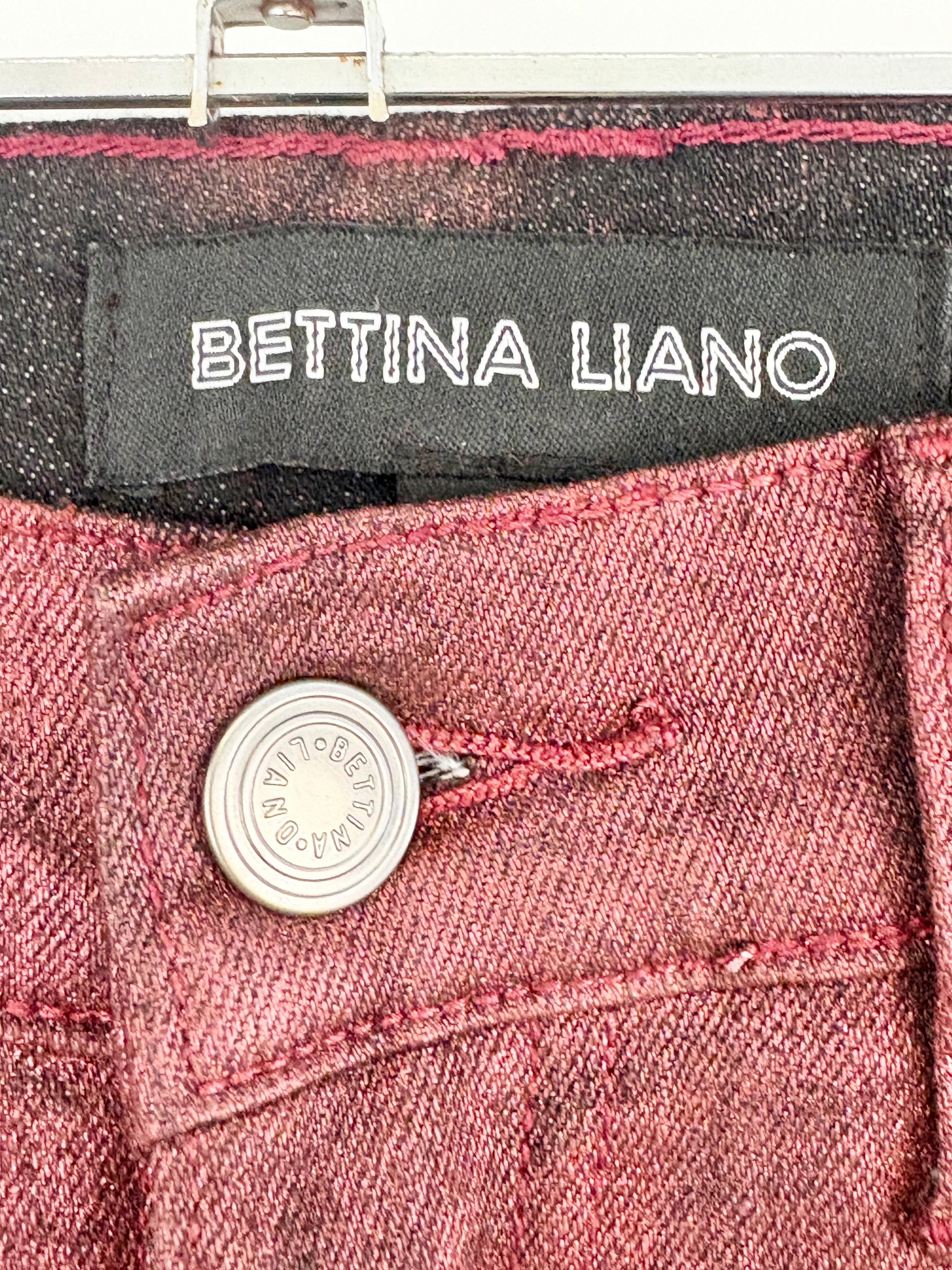 Bettina Liano Red Tinsle Coated 'OJ' Leggings - W26