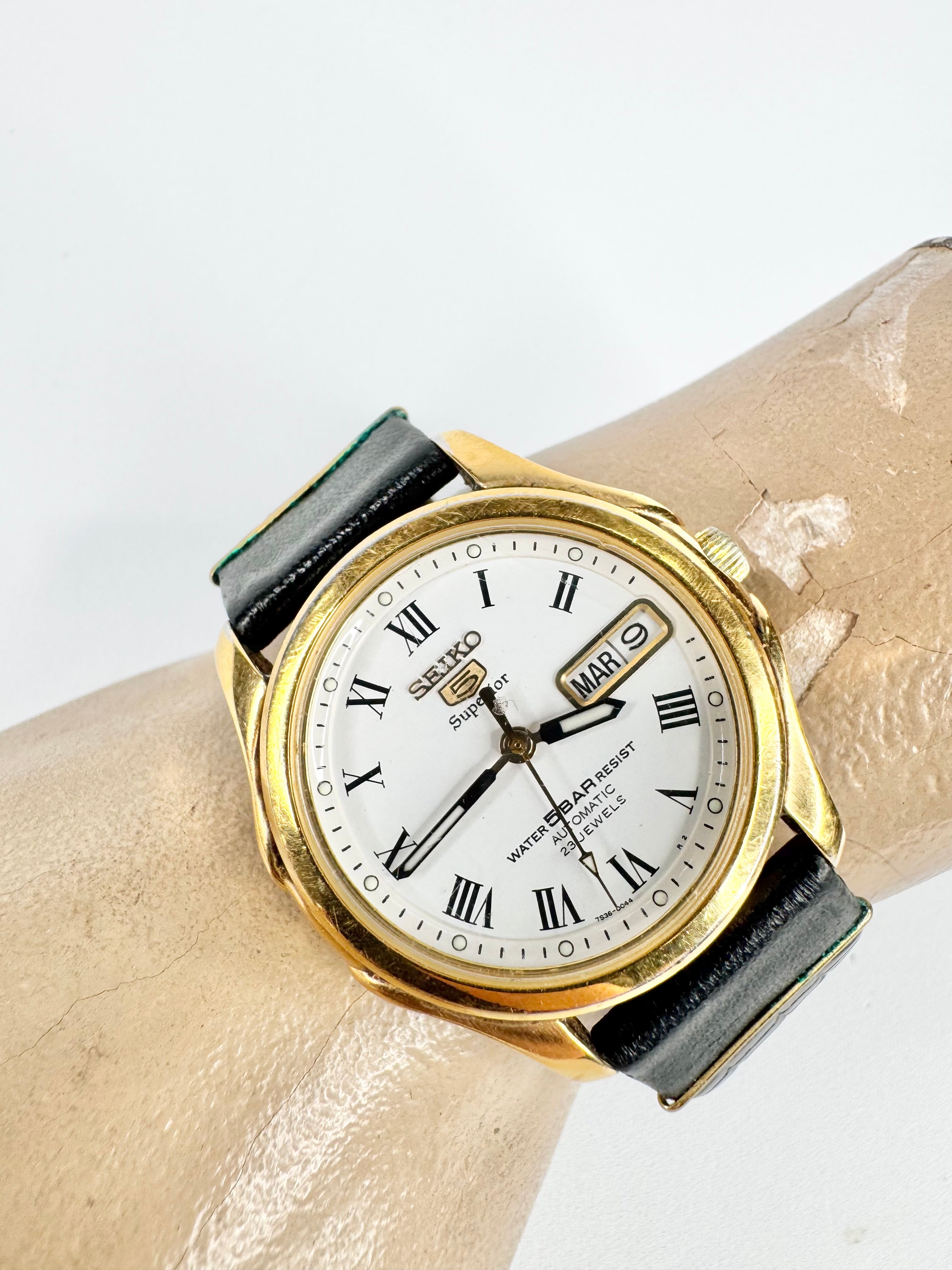 Seiko Gold Toned Superior 5 Automatic Watch
