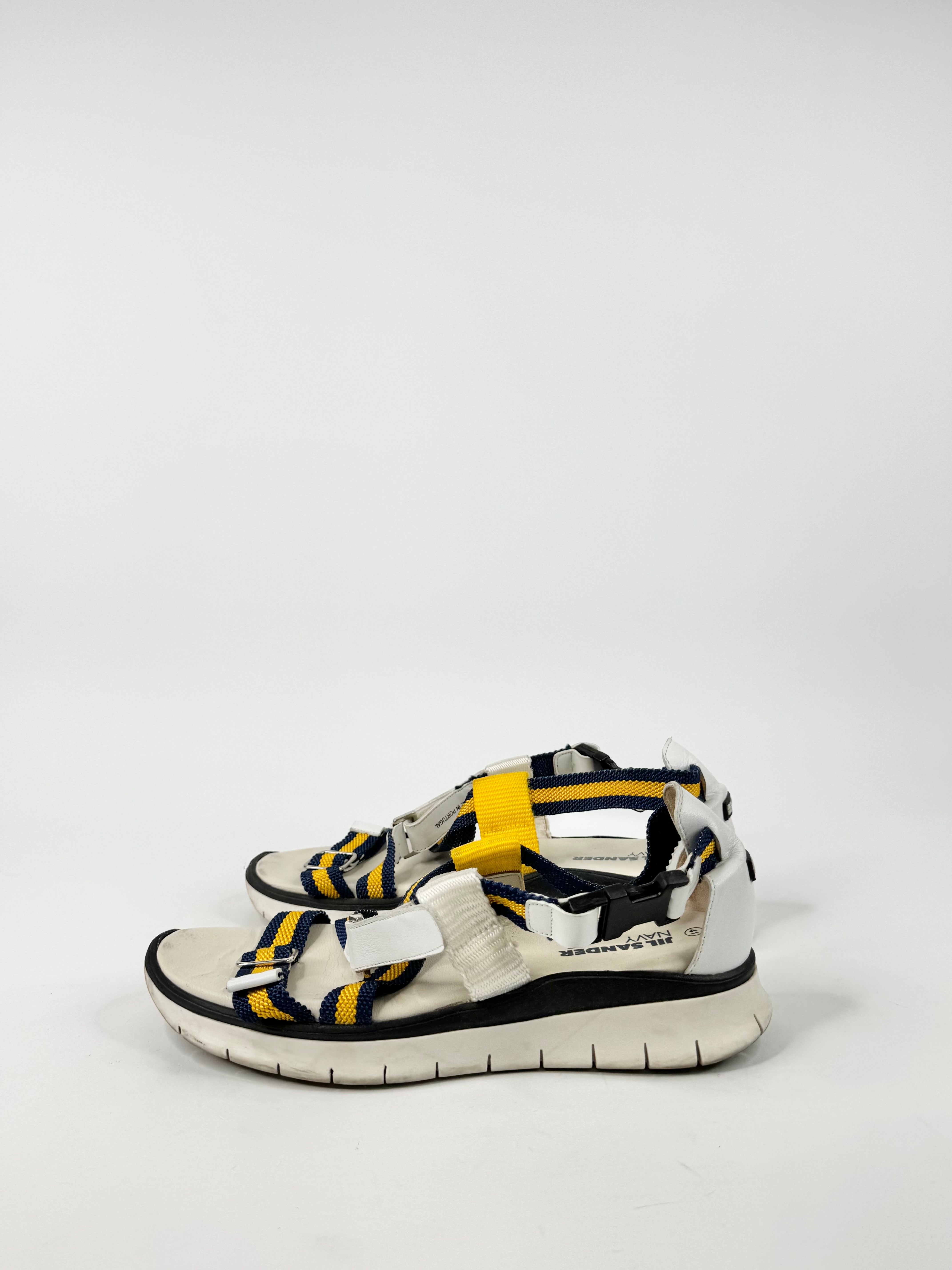 Jil Sander Navy White, Blue & Yellow Sandals - EU41