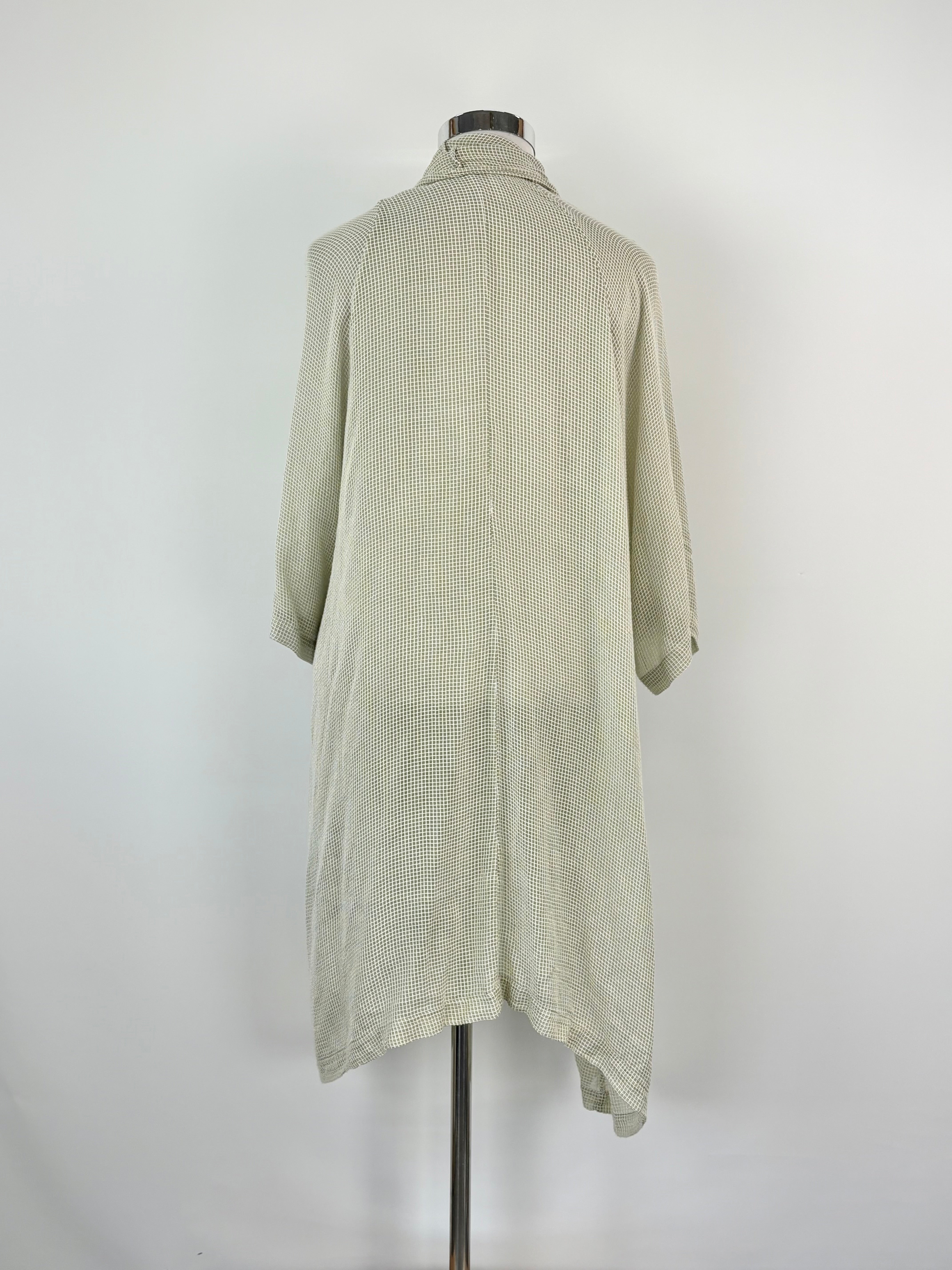 Grizas Sage & Textured White Striped Sheer Cardi - AU12