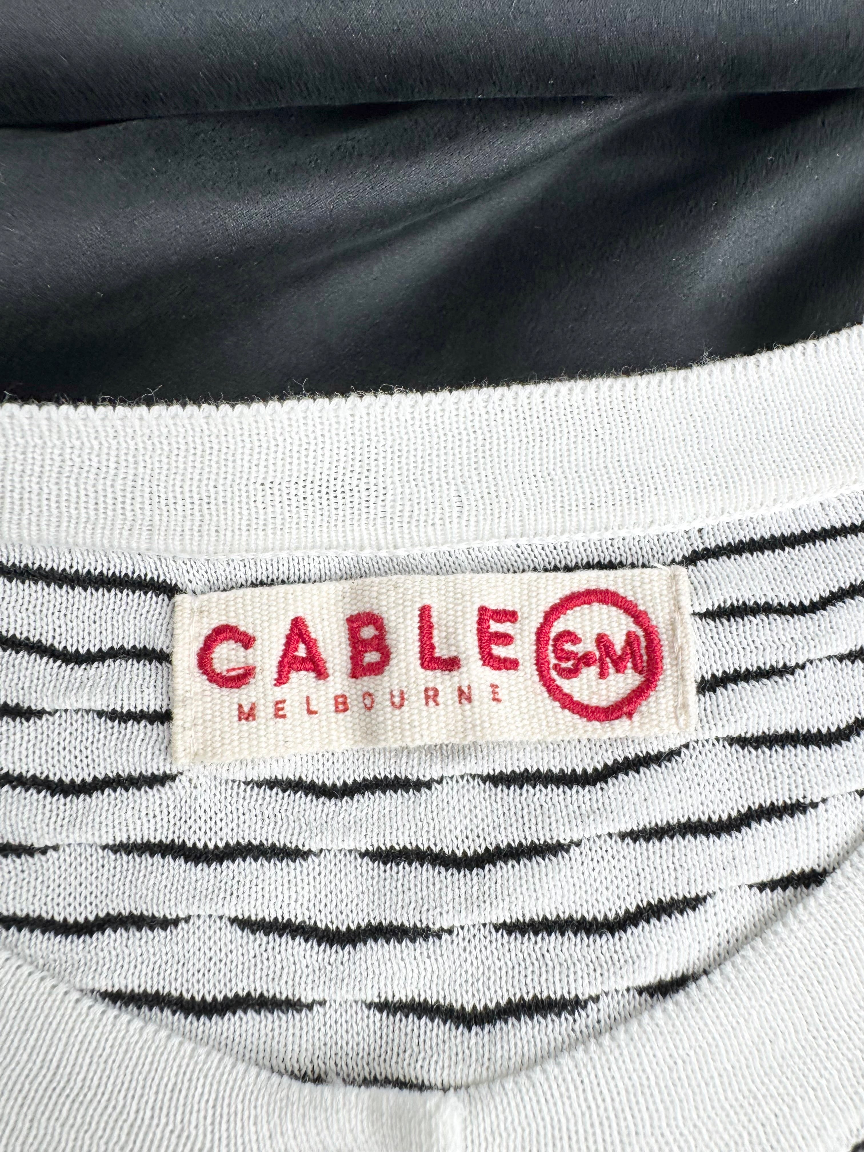 Cable Melbourne White & Black Cotton & Silk Dress - AU10/12