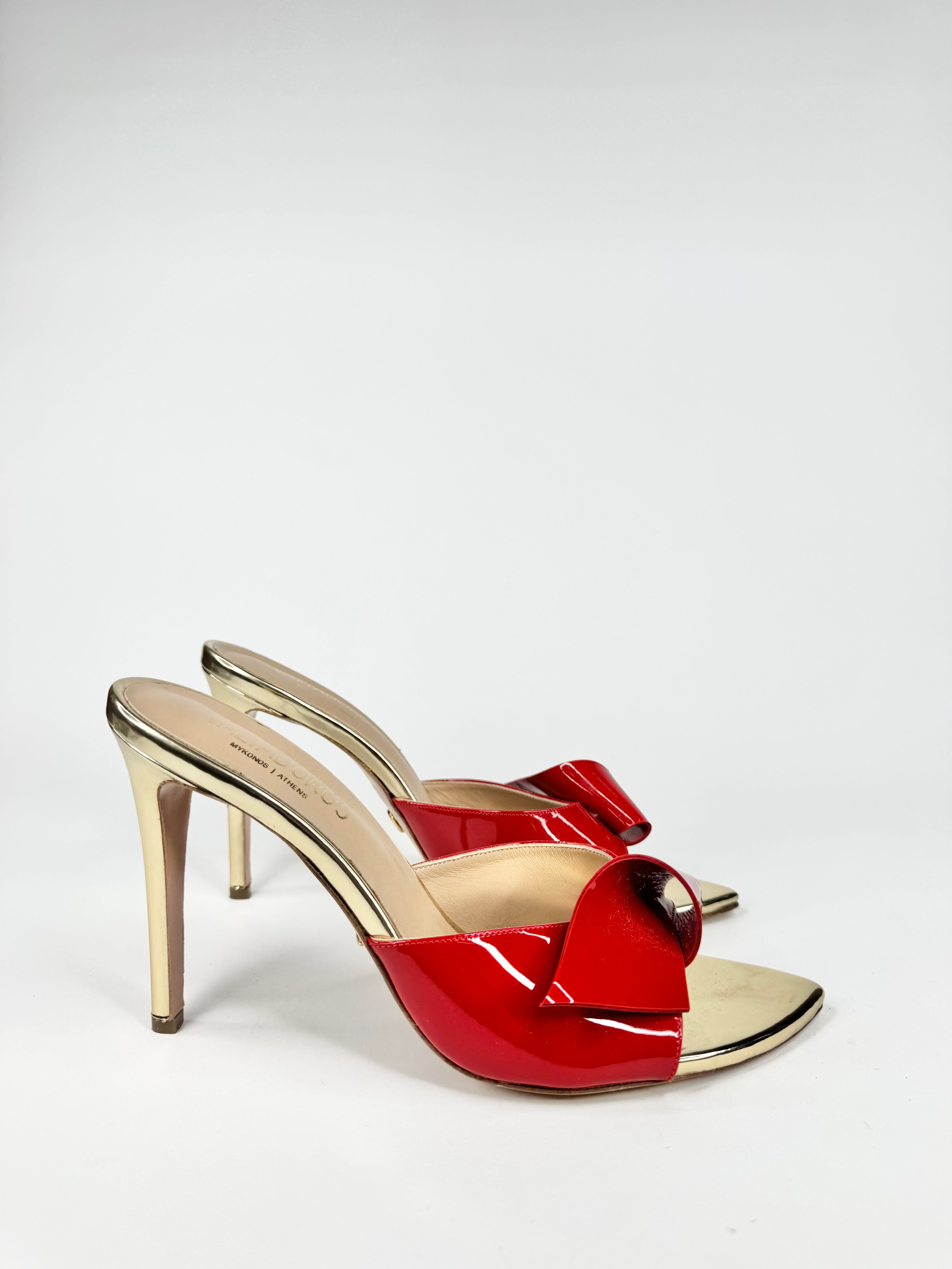 Valtadoros Crimson & Gold Slip-On Mules - EU41