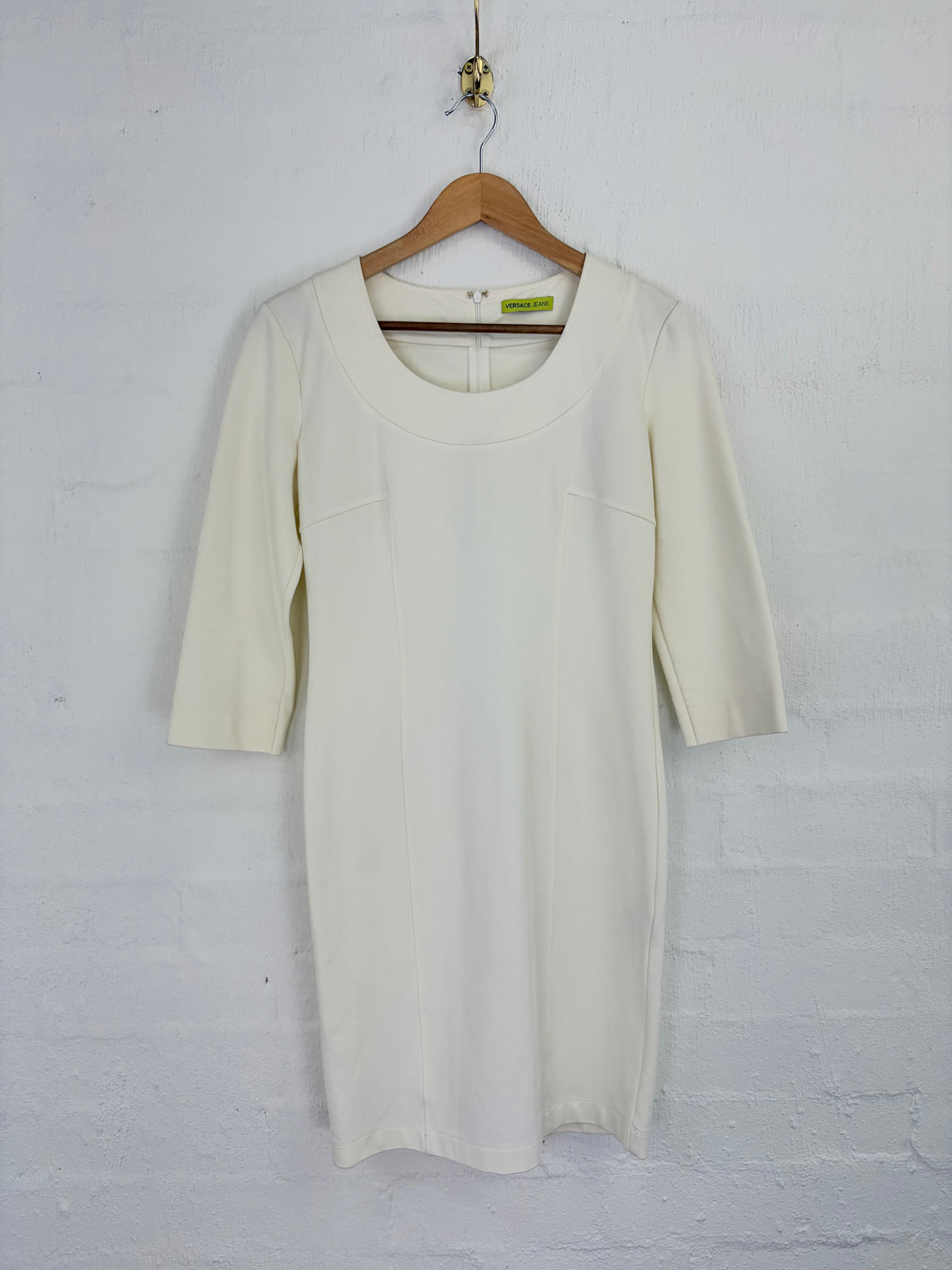 Versace Jeans Ivory Fitted Long Sleeve Bodycon Dress - AU10/12