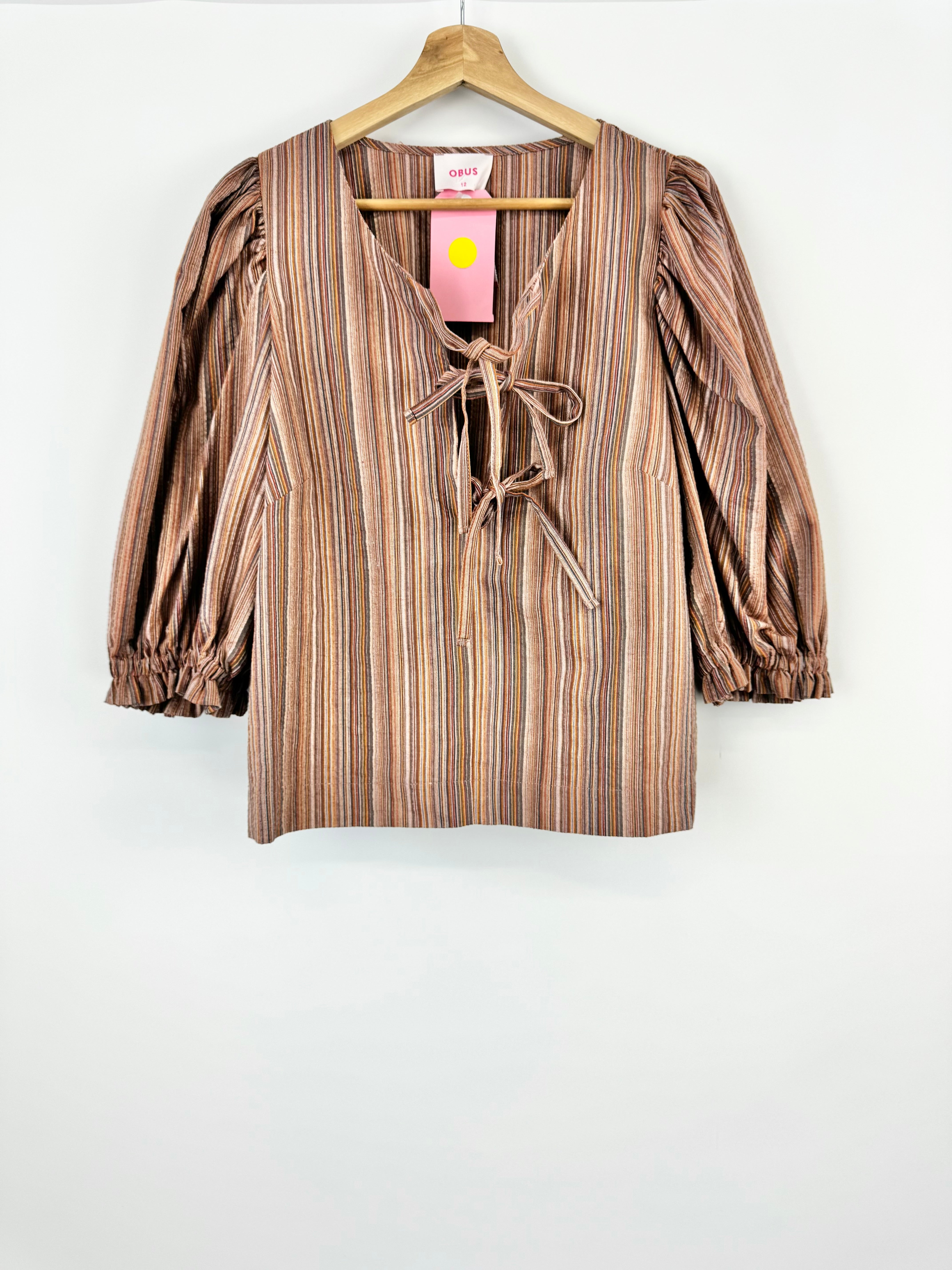 OBUS STRIPED TOP WITH PUFF SLEEVES - AU12