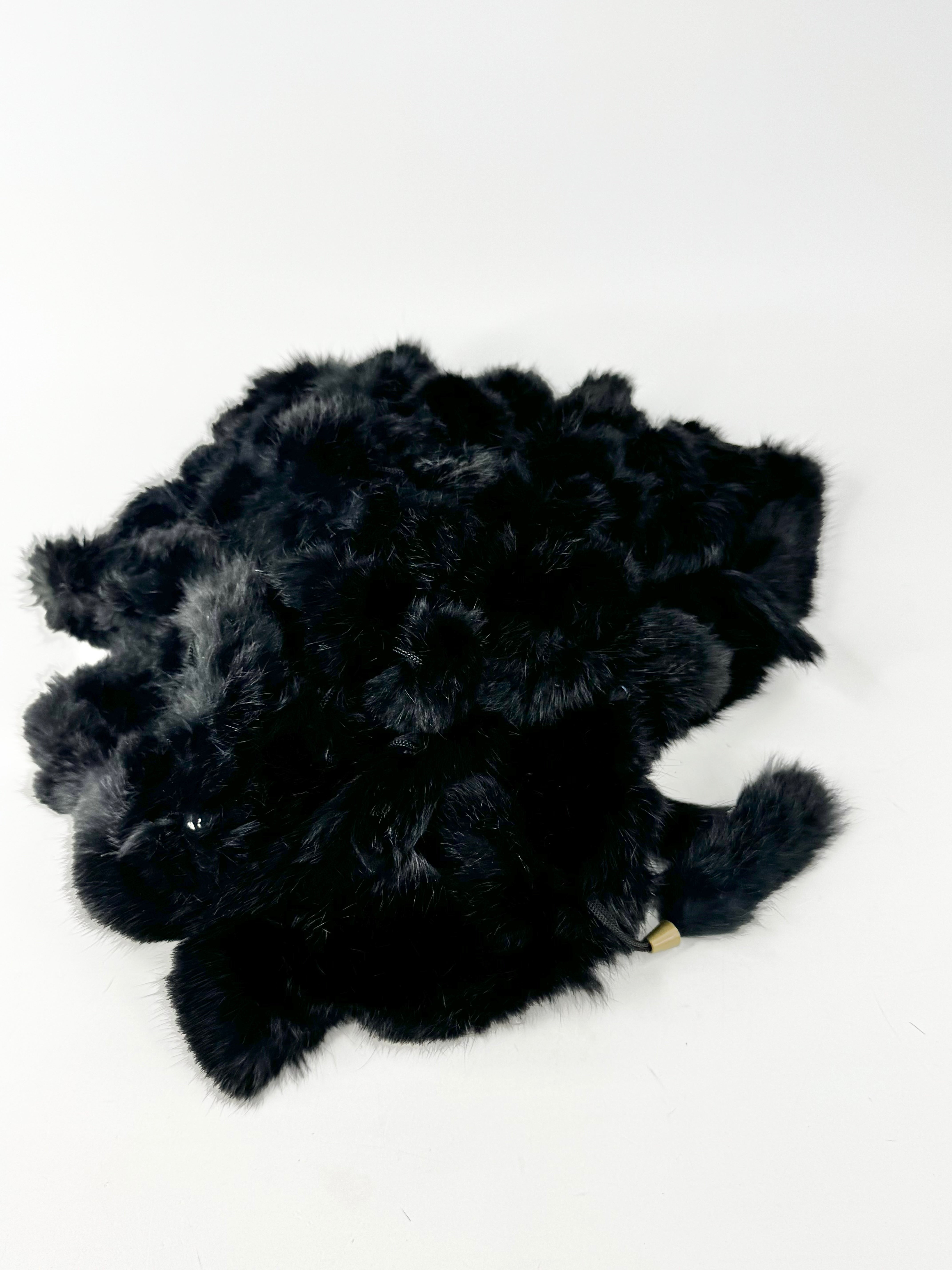 Black Triangular Fur Ball Shawl