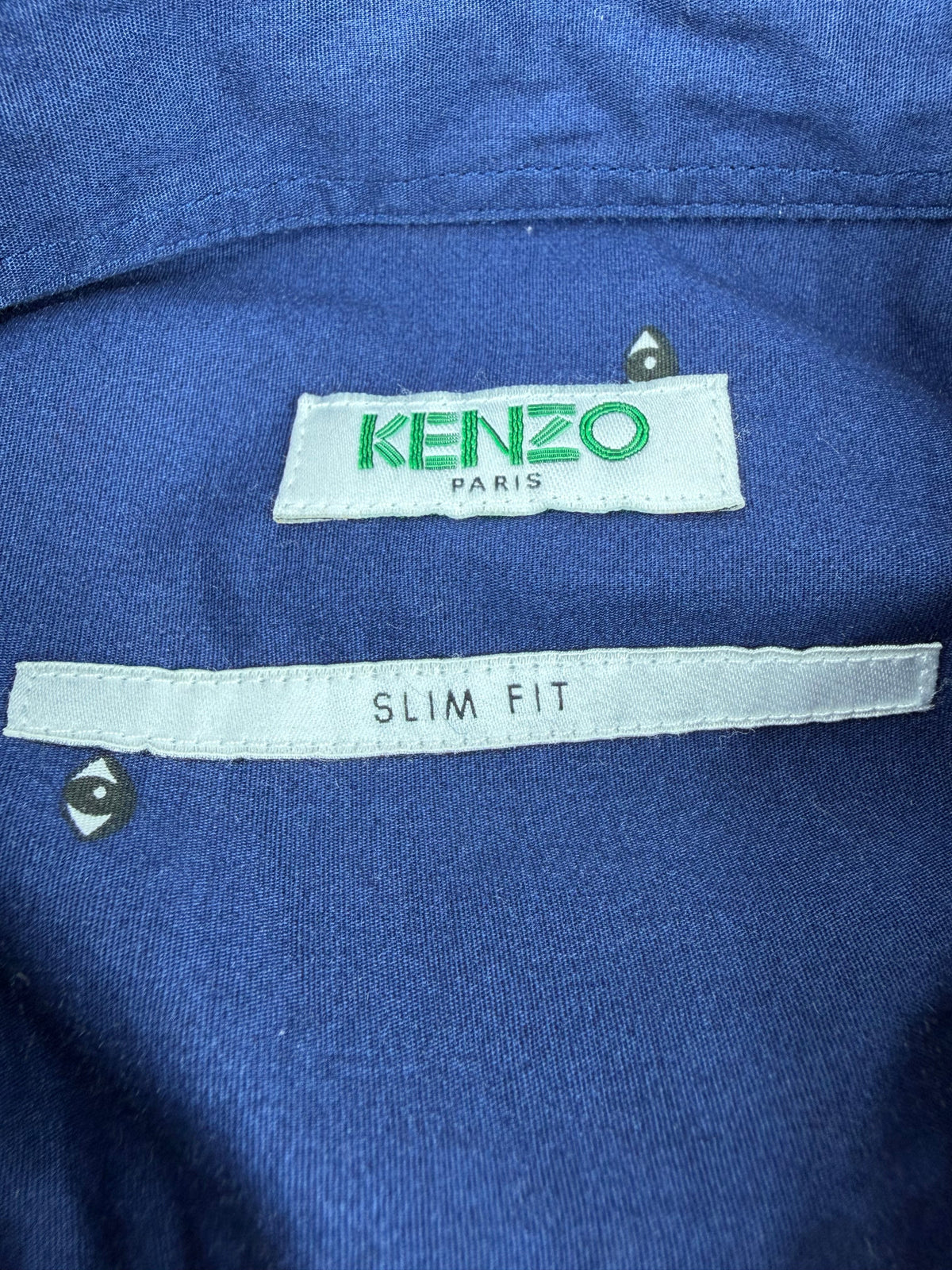 Kenzo Slim Fit Navy Eye Patterned Cotton Shirt - L
