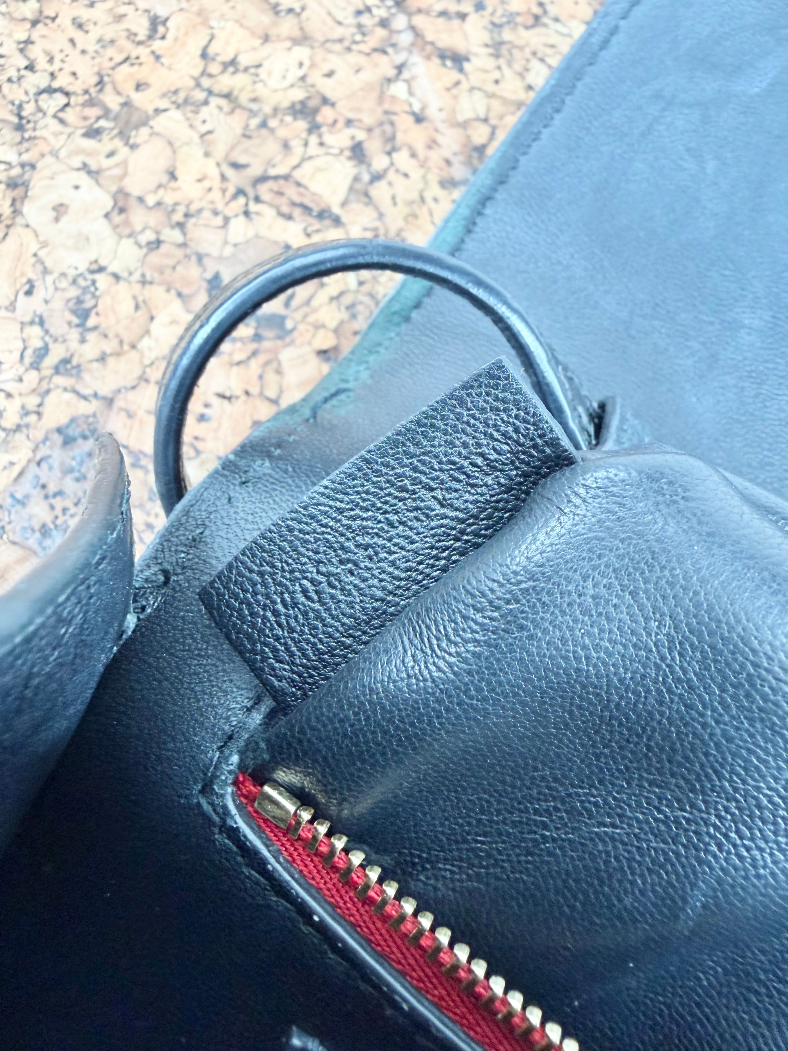 Alexander McQueen Black Croc Embossed 4 Ring Satchel