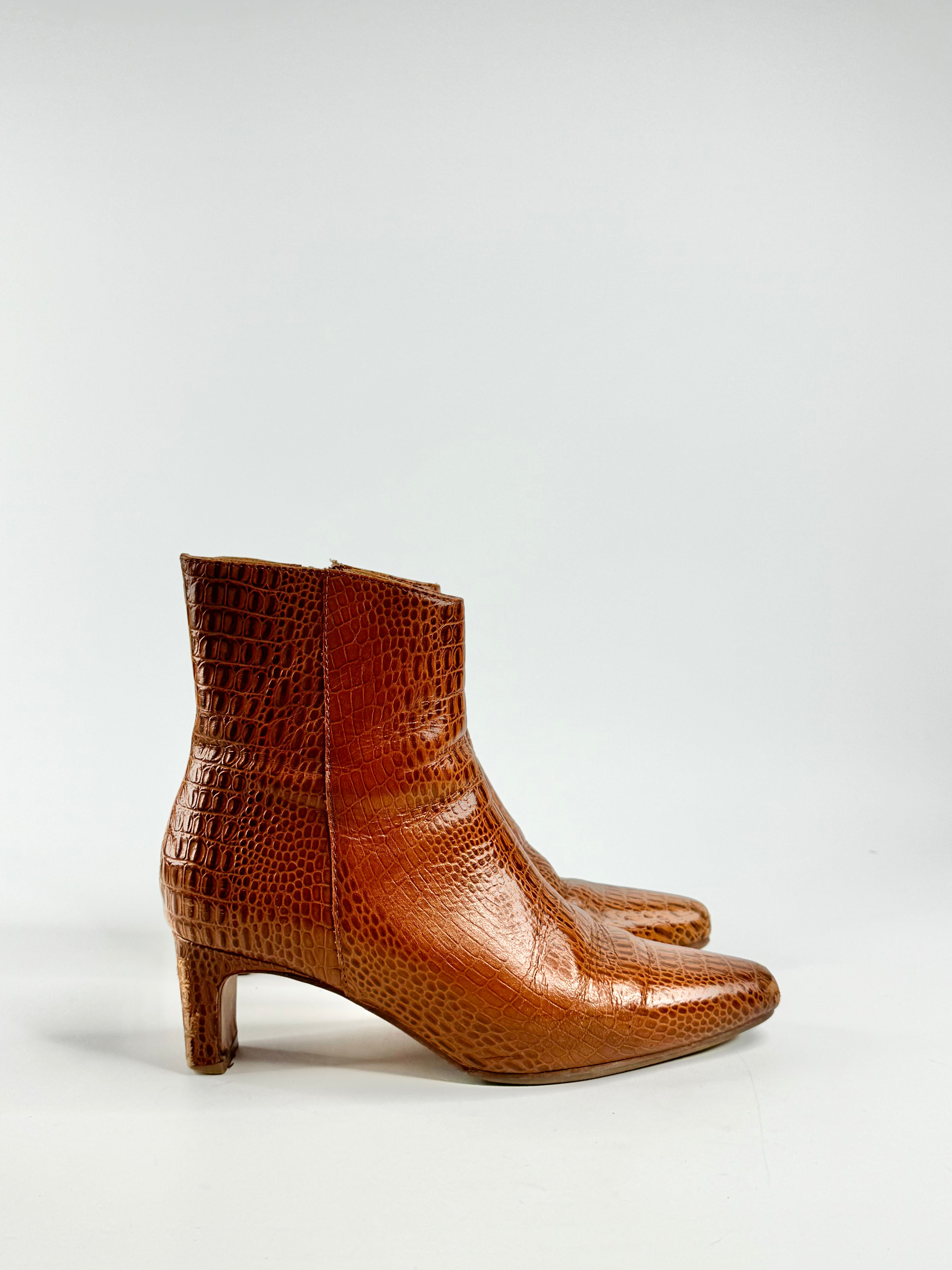 Bared Tan Reptile Ankle Boots - EU38