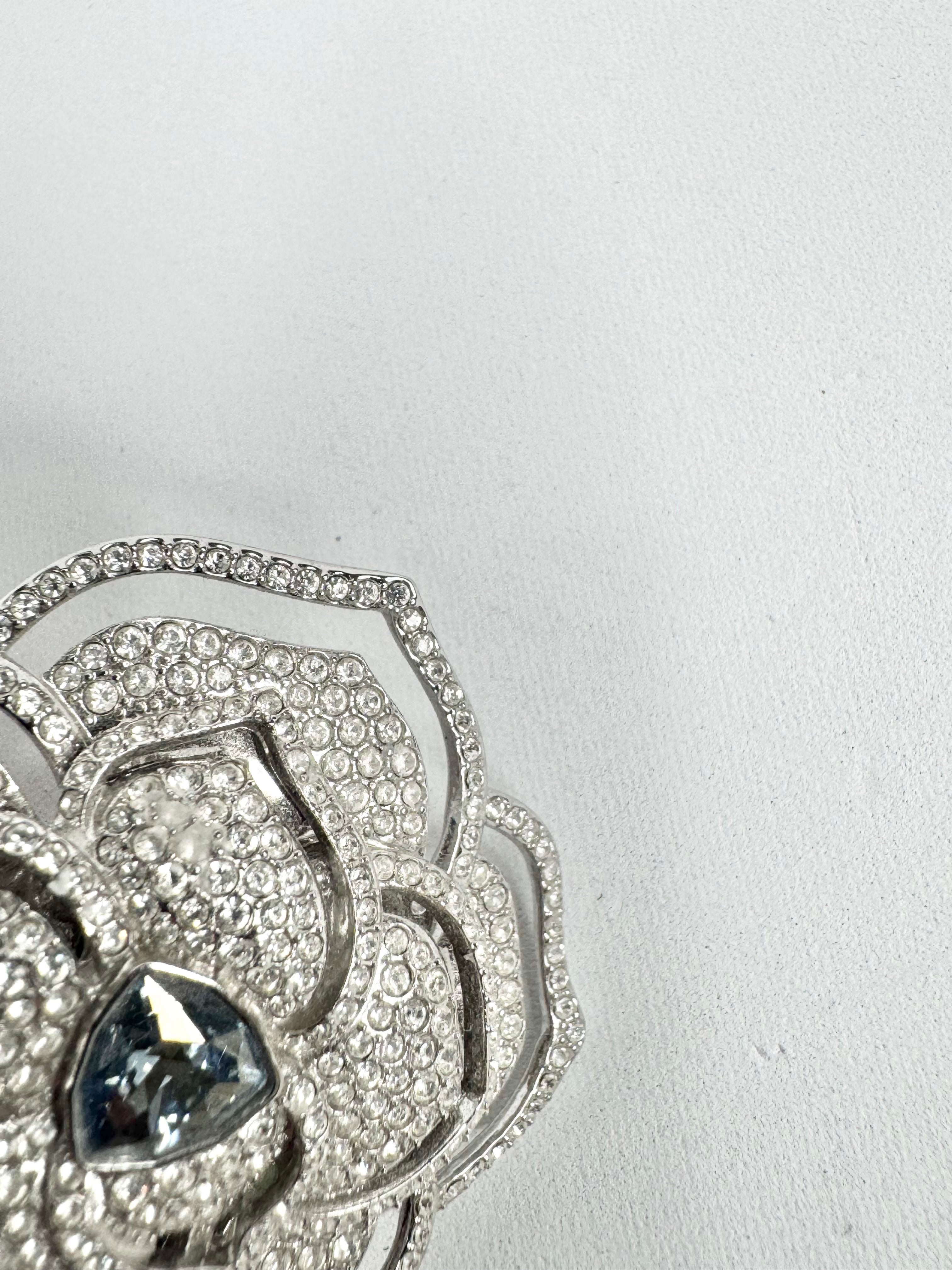 Swarovski Pave Crystal Studded Flower Brooch
