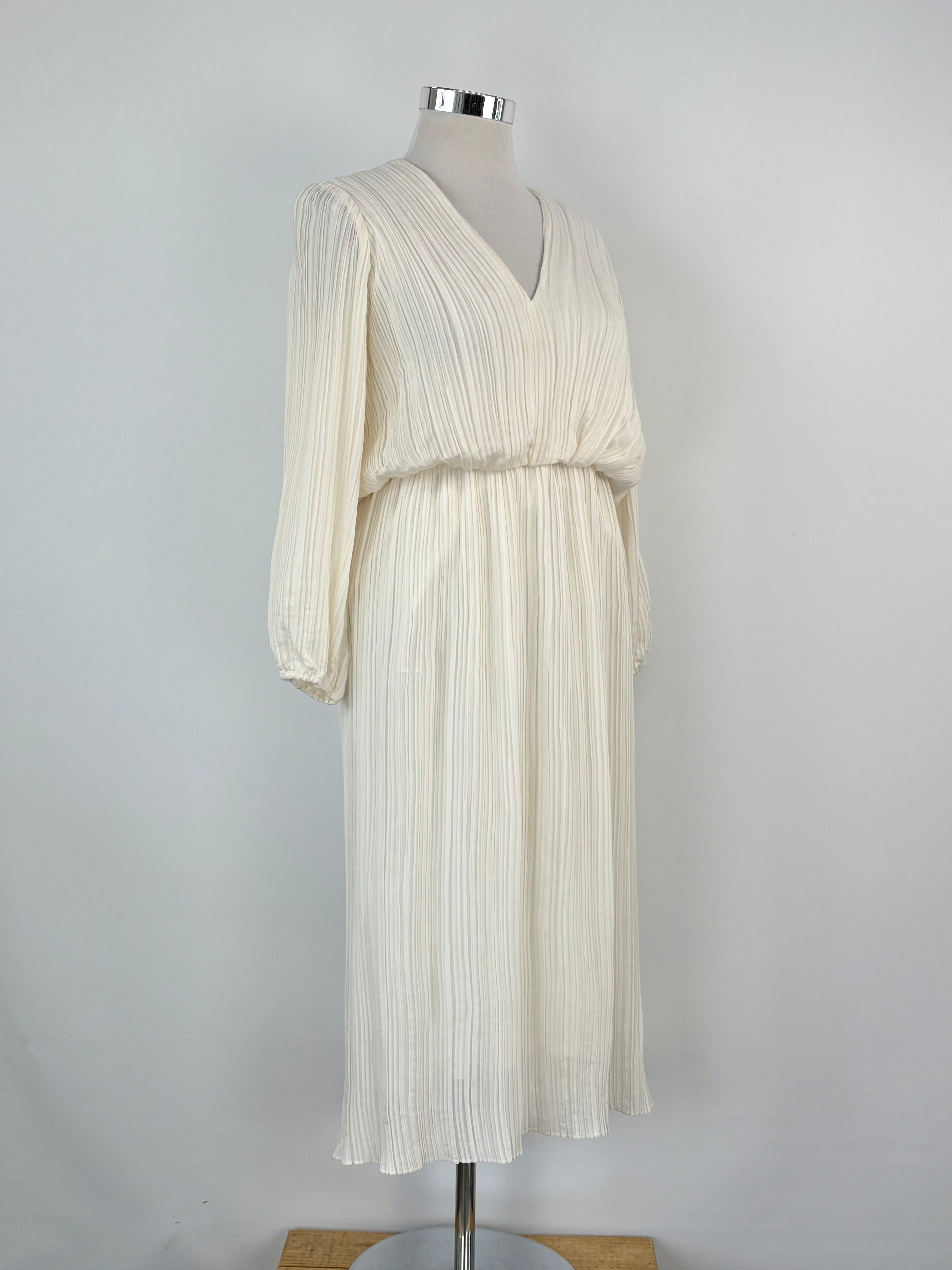 Zimmermann White Pleated 'Plisse' Midi Dress - AU12